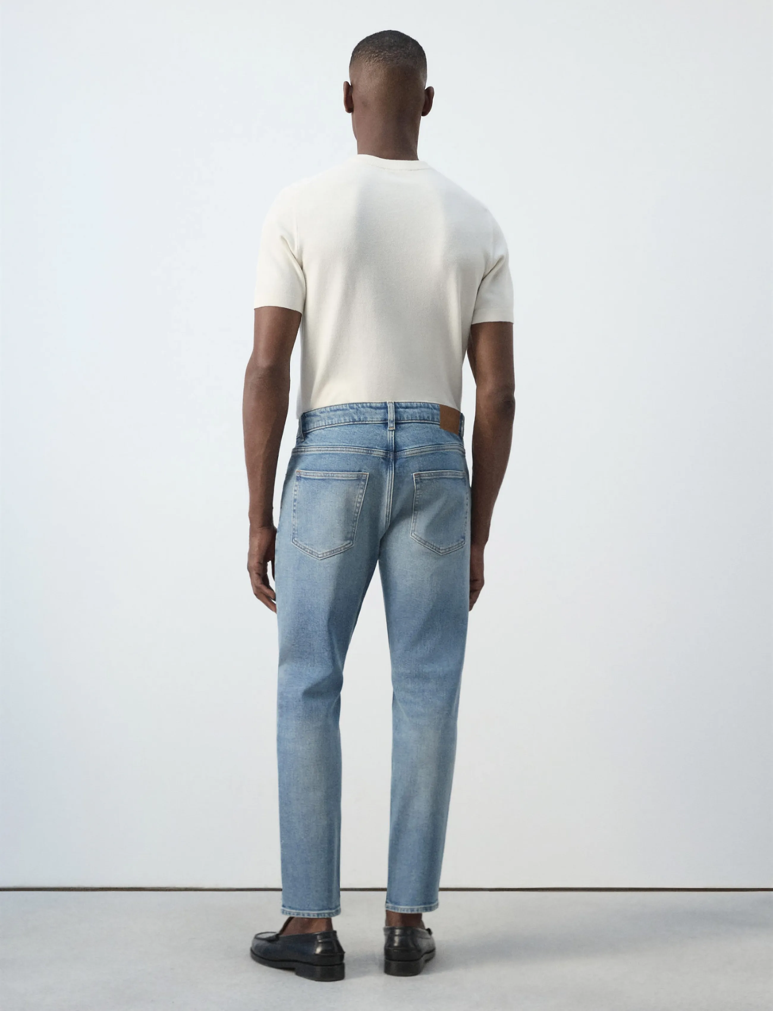 Mango - Ben cropped tapered-fit jeans - tapered jeans - open blue - 2
