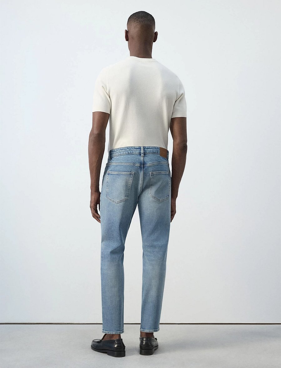 Mango - Ben cropped tapered-fit jeans - tapered jeans - open blue - 2