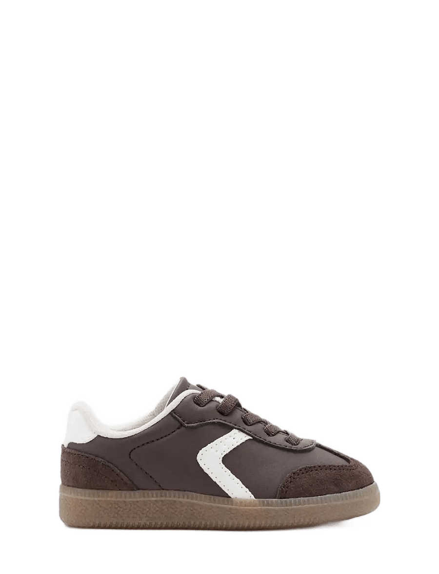 Mango - Two-tone trainers with leather details - løbesko - dark brown - 0