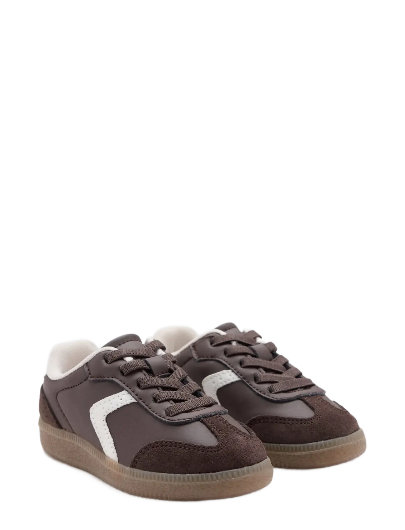 Mango - Two-tone trainers with leather details - løbesko - dark brown - 1