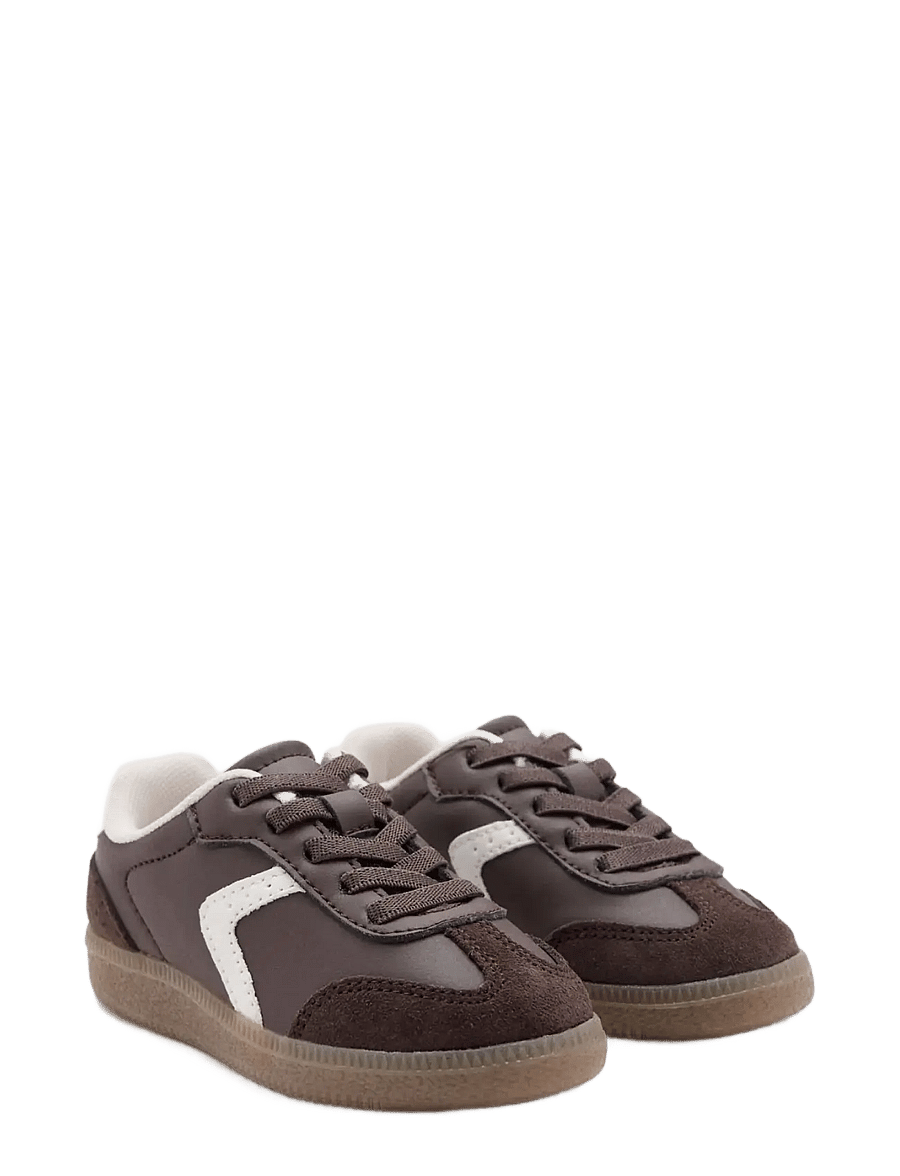 Mango - Two-tone trainers with leather details - løbesko - dark brown - 1