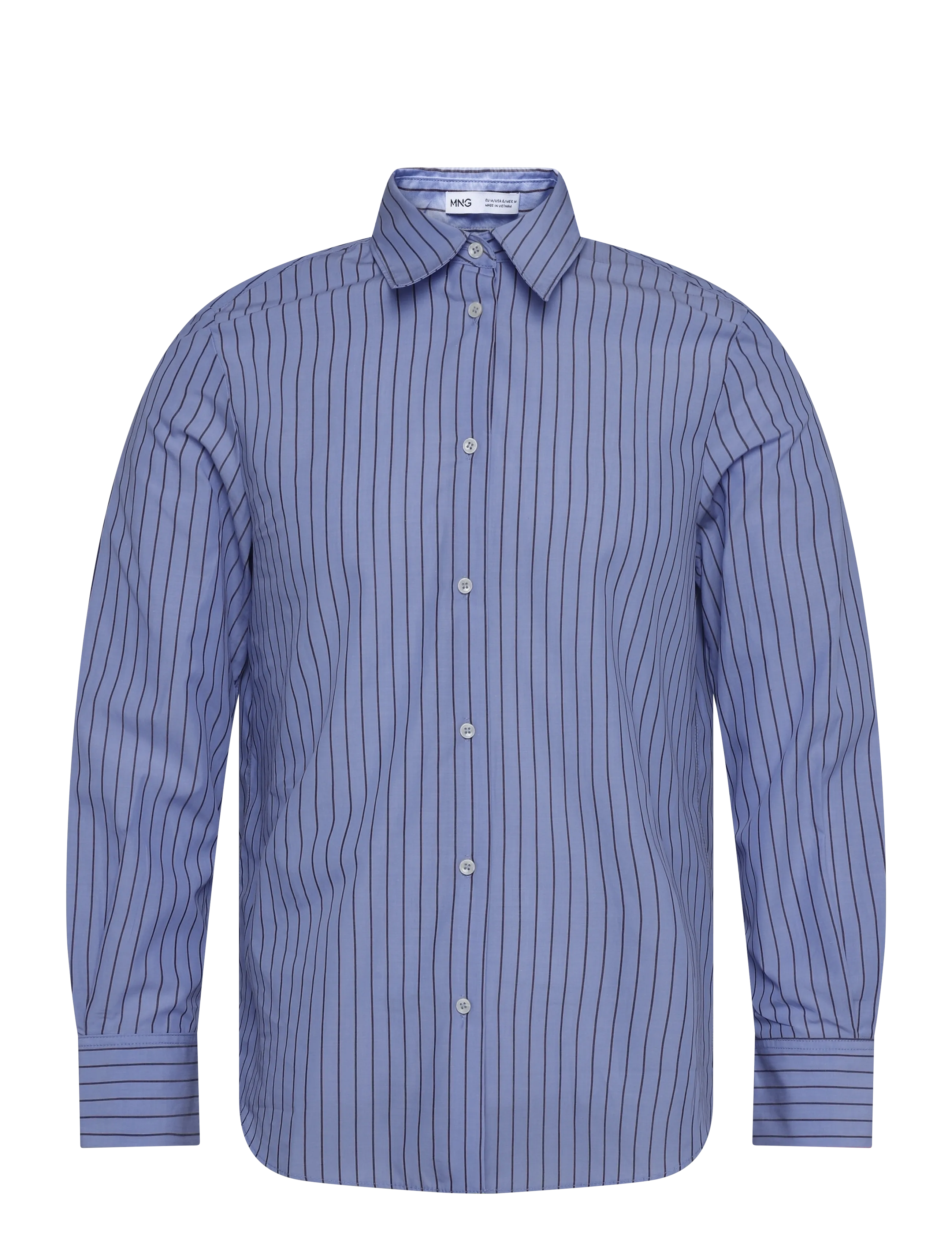 Mango Cotton and lyocell striped shirt - Mode trends - MEDIUM BLUE / blue