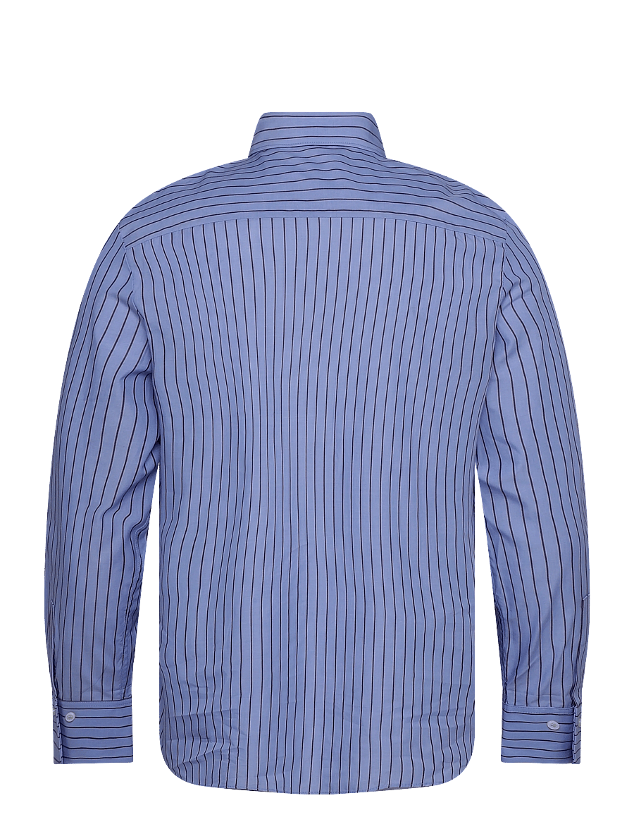 Mango - Striped cotton and lyocell shirt - langærmede skjorter - medium blue - 2
