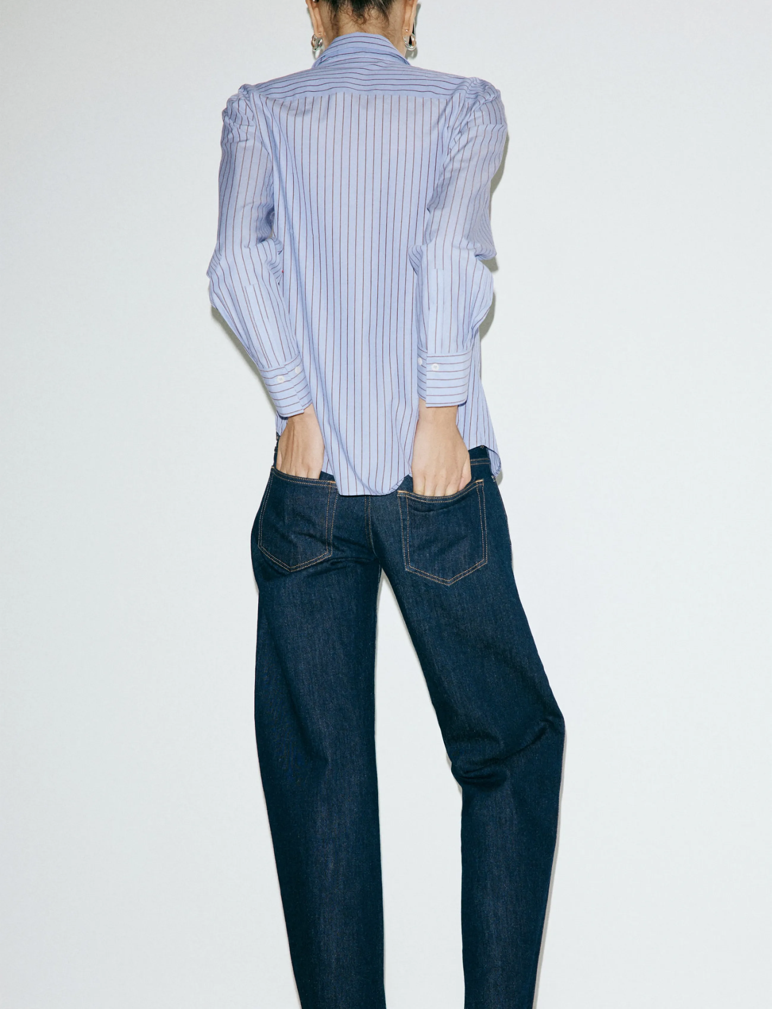 Mango - Cotton and lyocell blend straight shirt - långärmade skjortor - medium blue - 2