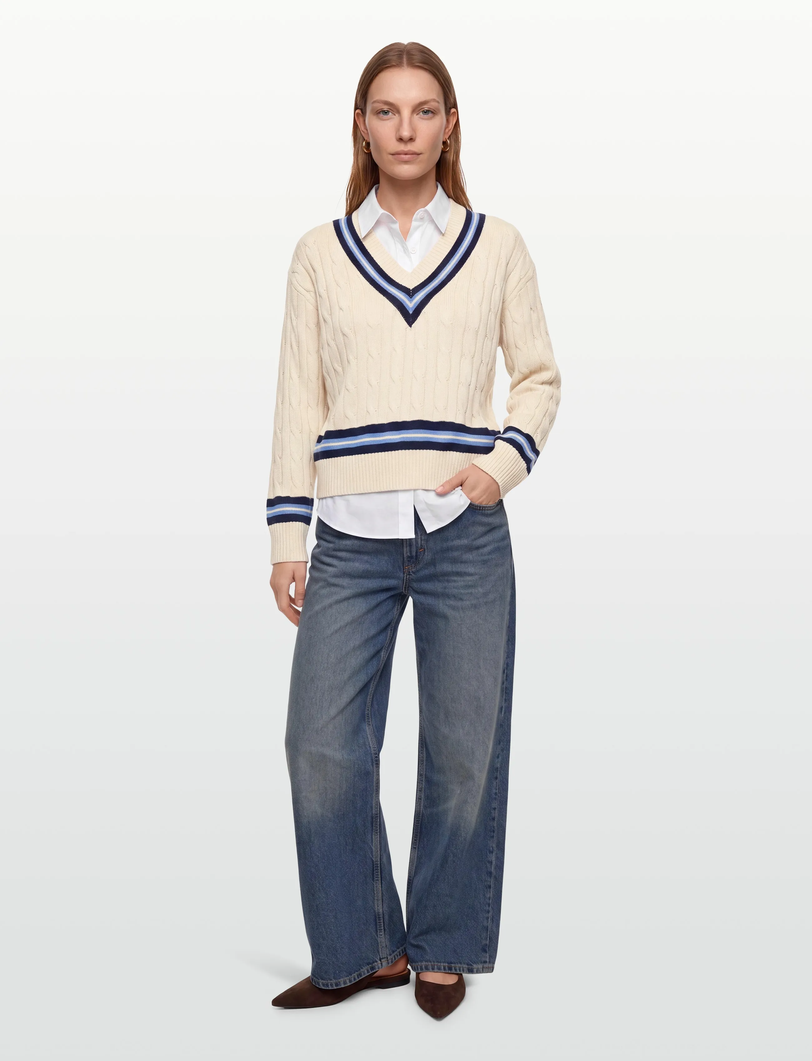 Mango - Braided knitted sweater - striktrøjer - light beige - 0