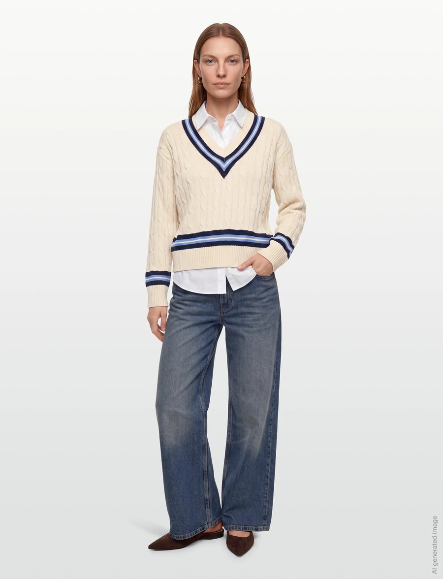 Mango - Braided knitted sweater - striktrøjer - light beige - 0