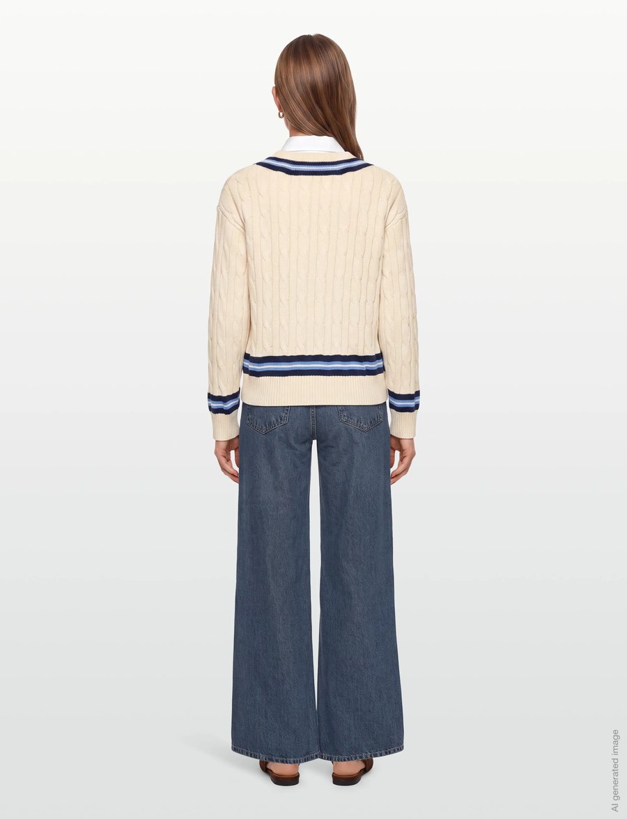Mango - Braided knitted sweater - striktrøjer - light beige - 4