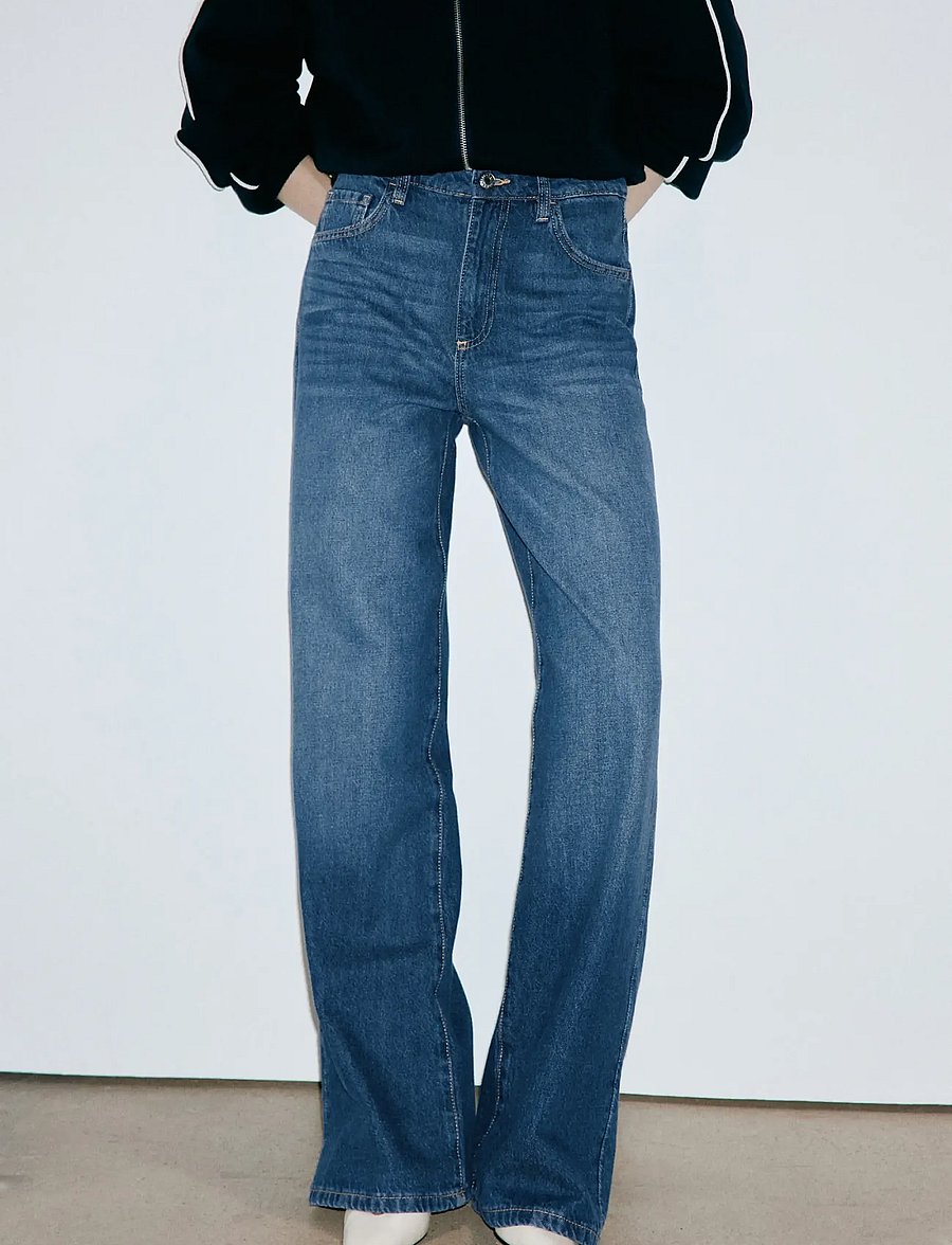 Mango - Danila high-waisted wide leg jeans - vida jeans - open blue - 0