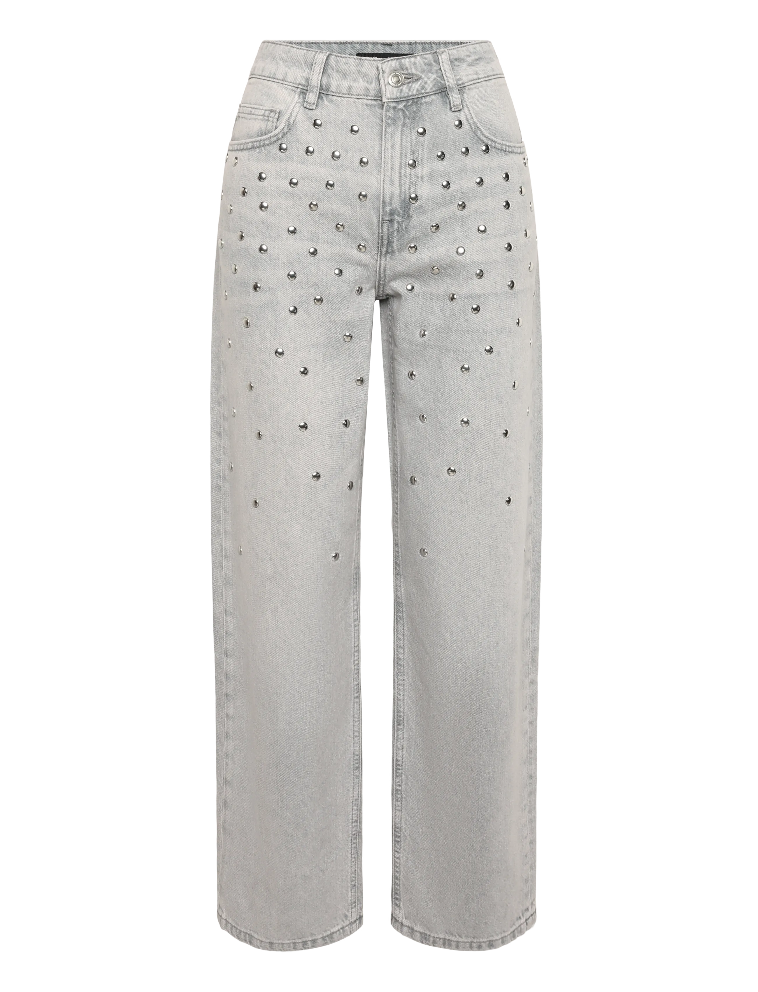Mango - Mid-rise studded jeans - raka jeans - open grey - 1