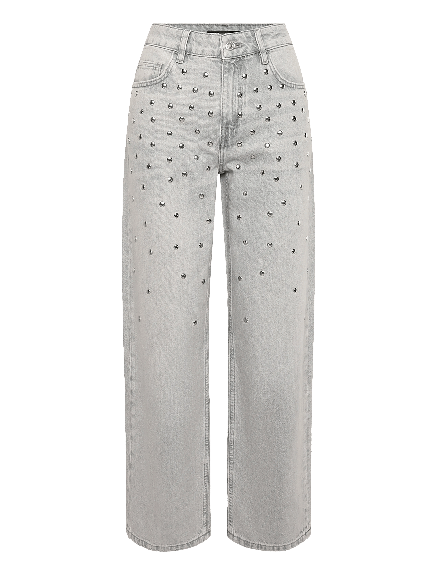 Mango - Mid-rise studded jeans - raka jeans - open grey - 1
