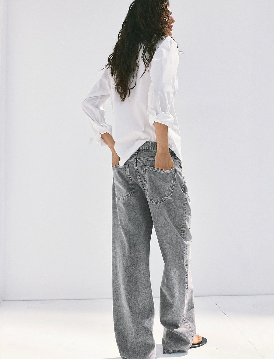 Mango - Mid-rise studded jeans - raka jeans - open grey - 2