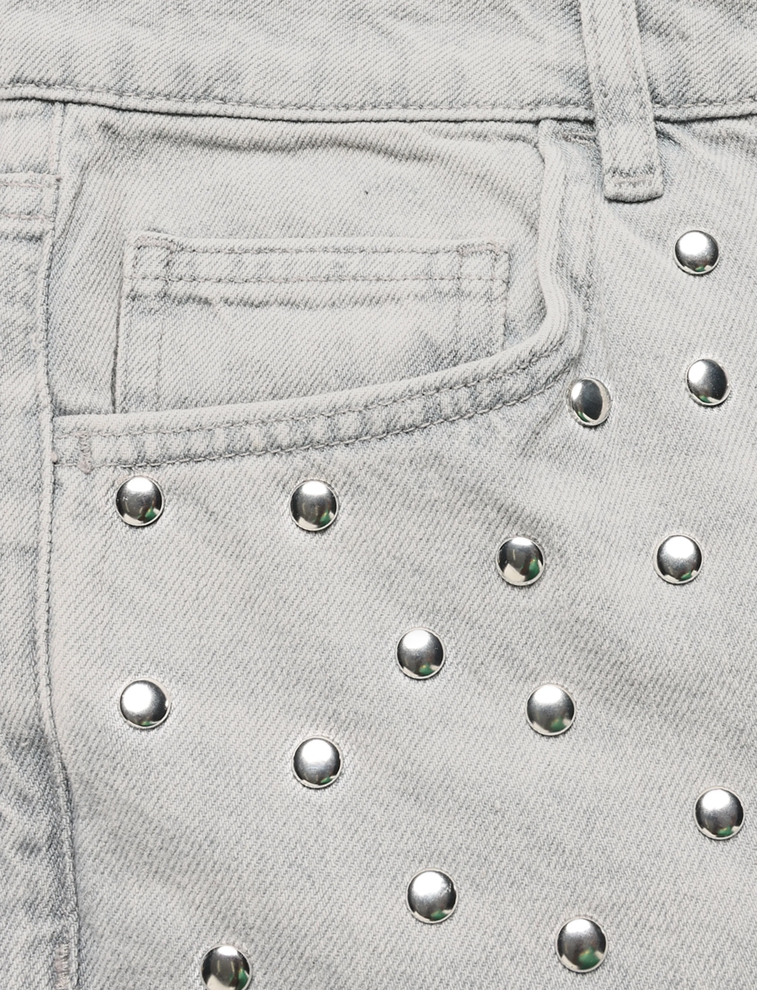 Mango - Mid-rise studded jeans - raka jeans - open grey - 4