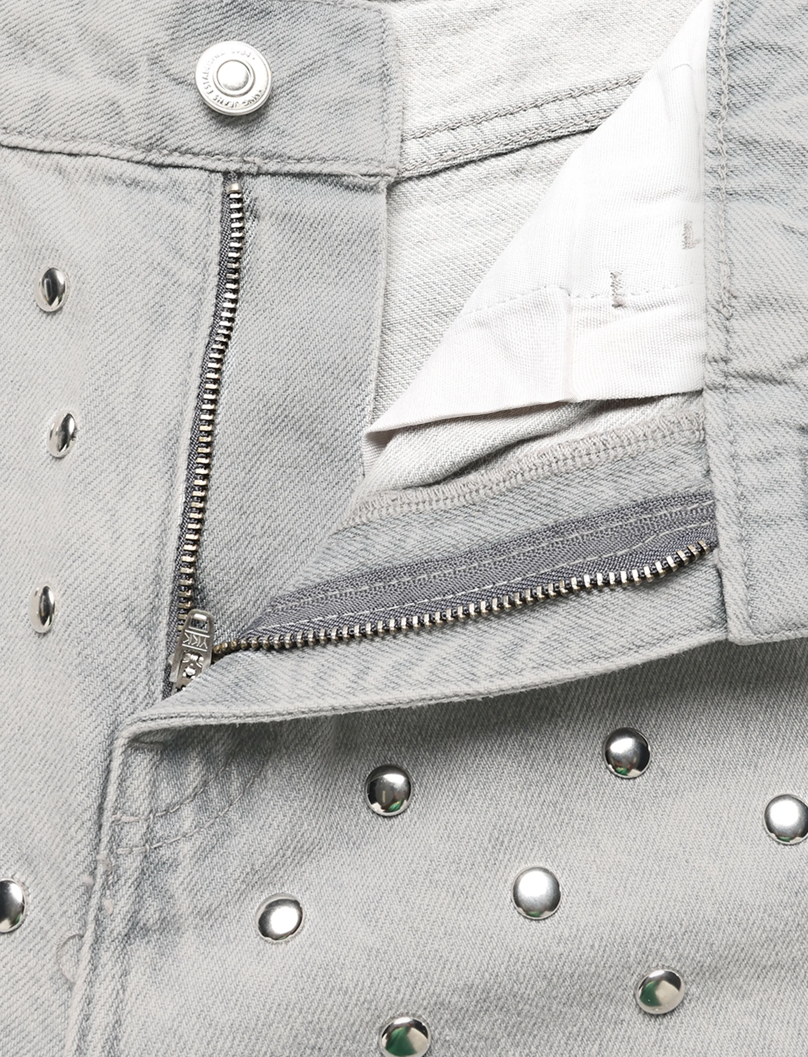Mango - Mid-rise studded jeans - raka jeans - open grey - 5
