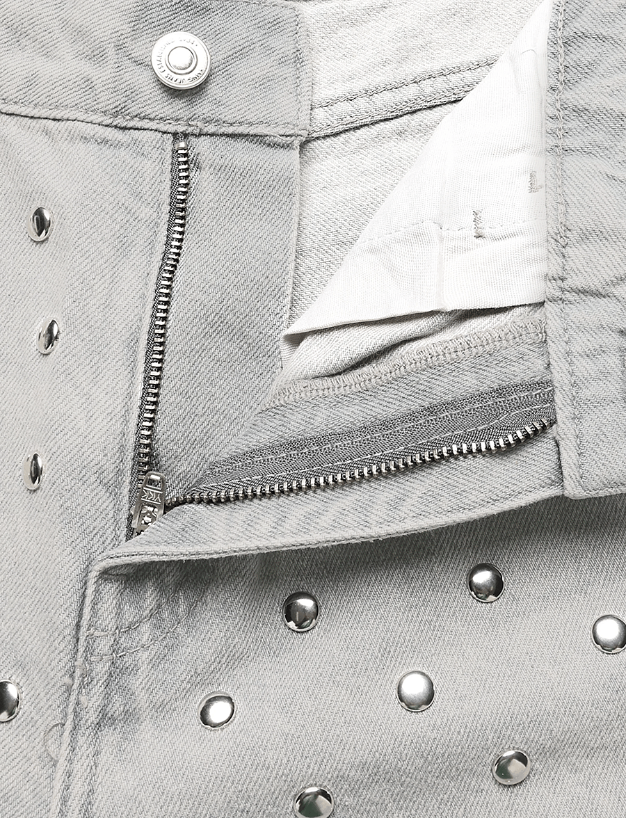 Mango - Mid-rise studded jeans - raka jeans - open grey - 5