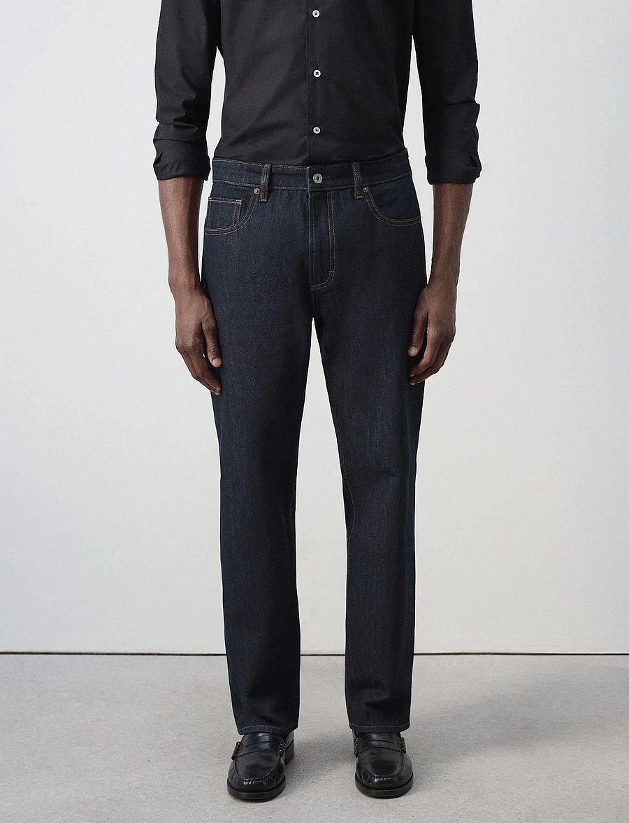 Mango - Moby relaxed fit dark wash jeans - loose jeans - open blue - 0