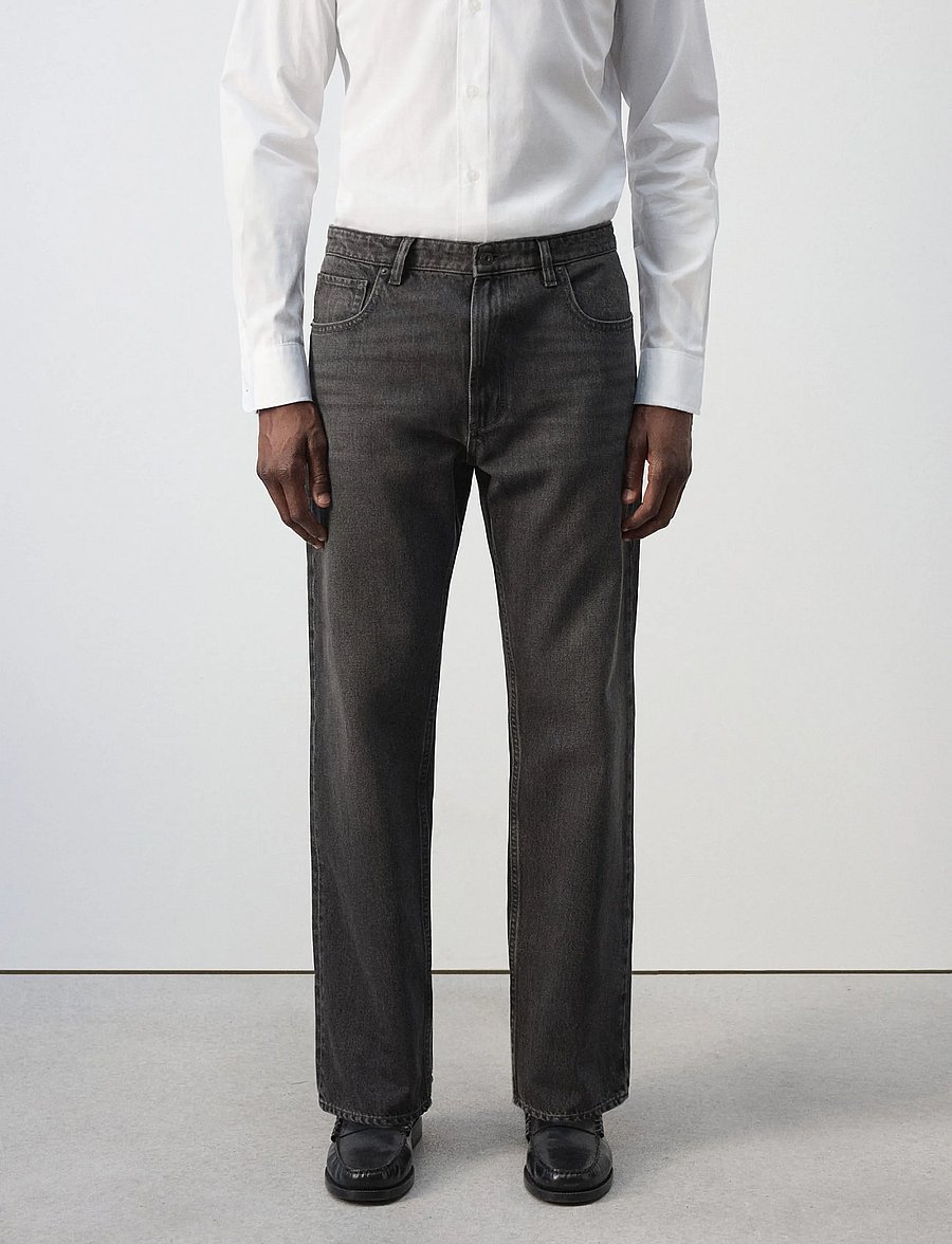 Mango - Moby relaxed fit dark wash jeans - loose jeans - open grey - 0