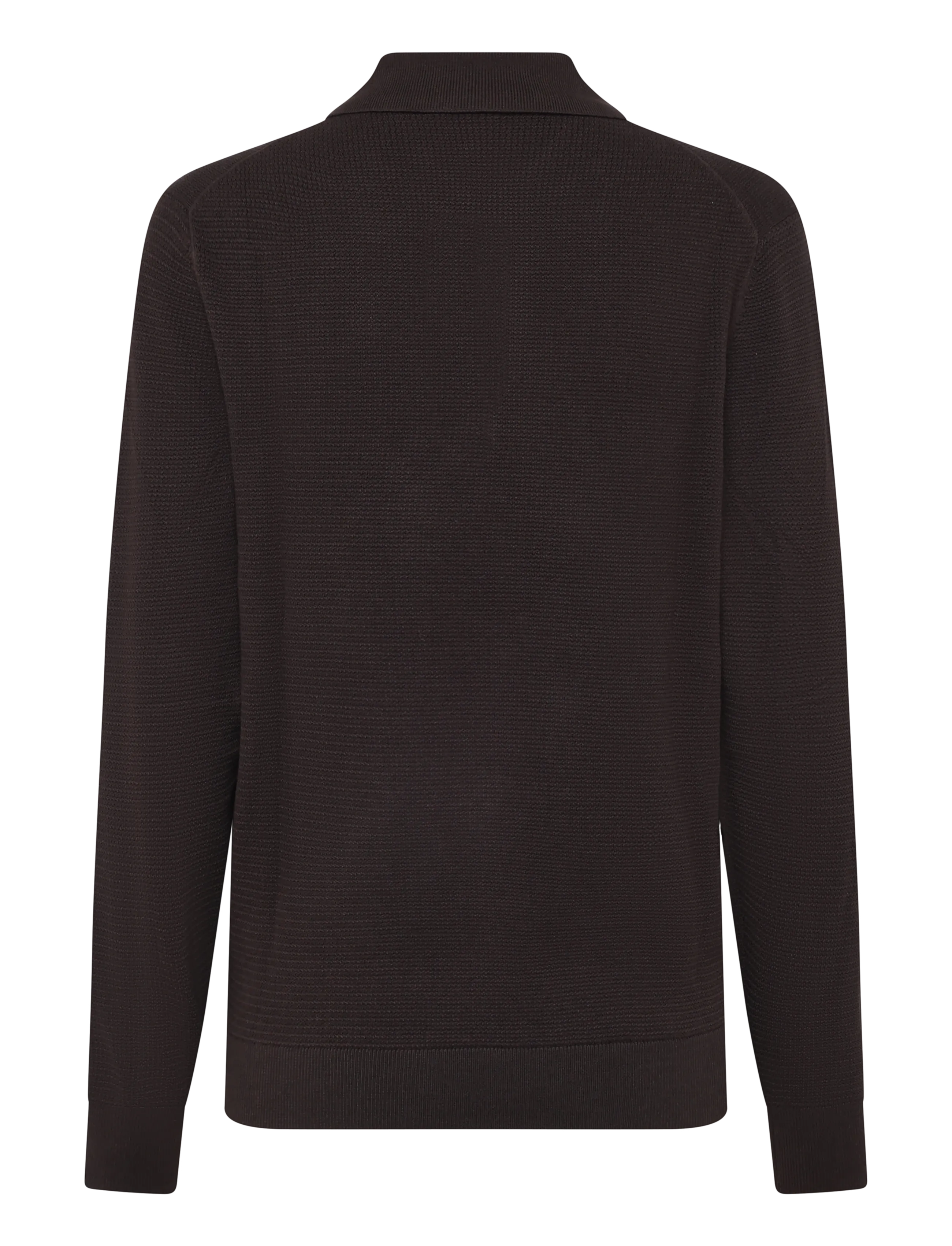 Mango - Fine-knit cotton-blend polo shirt - långärmade stickade pikétröjor - brown - 2