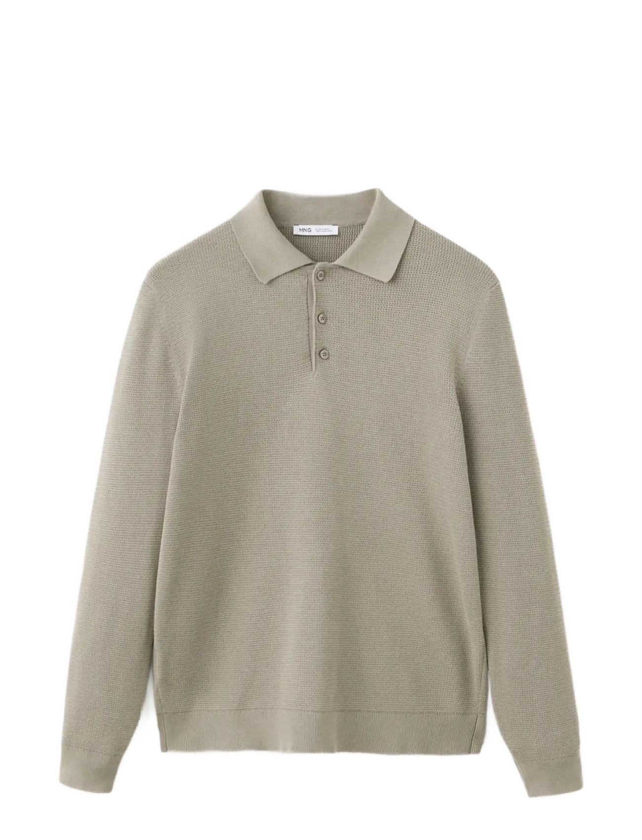 Mango - Fine knit cotton blend polo - poloer i strik med lange ærmer - medium grey - 1