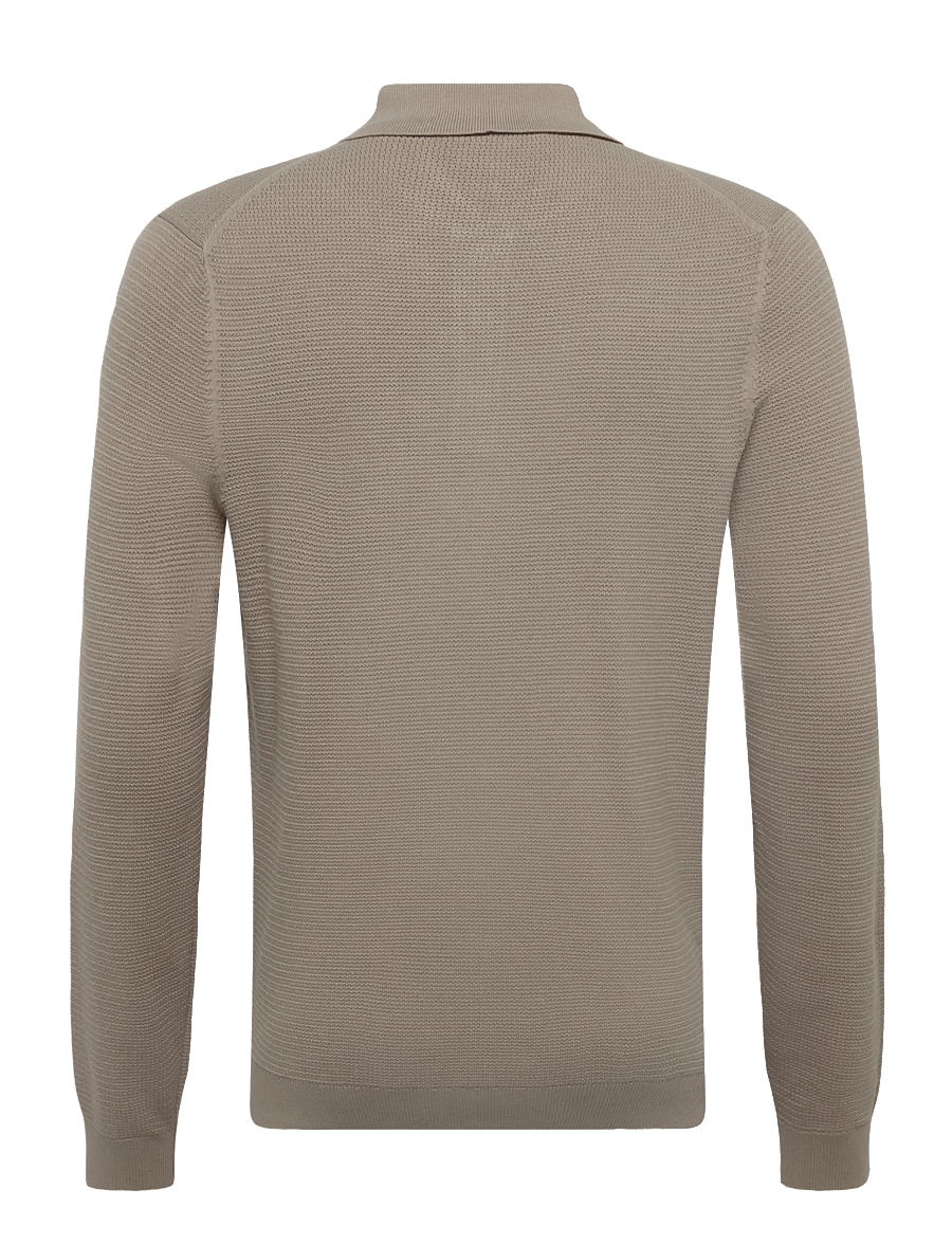 Mango - Fine-knit cotton-blend polo shirt - poloer i strik med lange ærmer - medium grey - 2