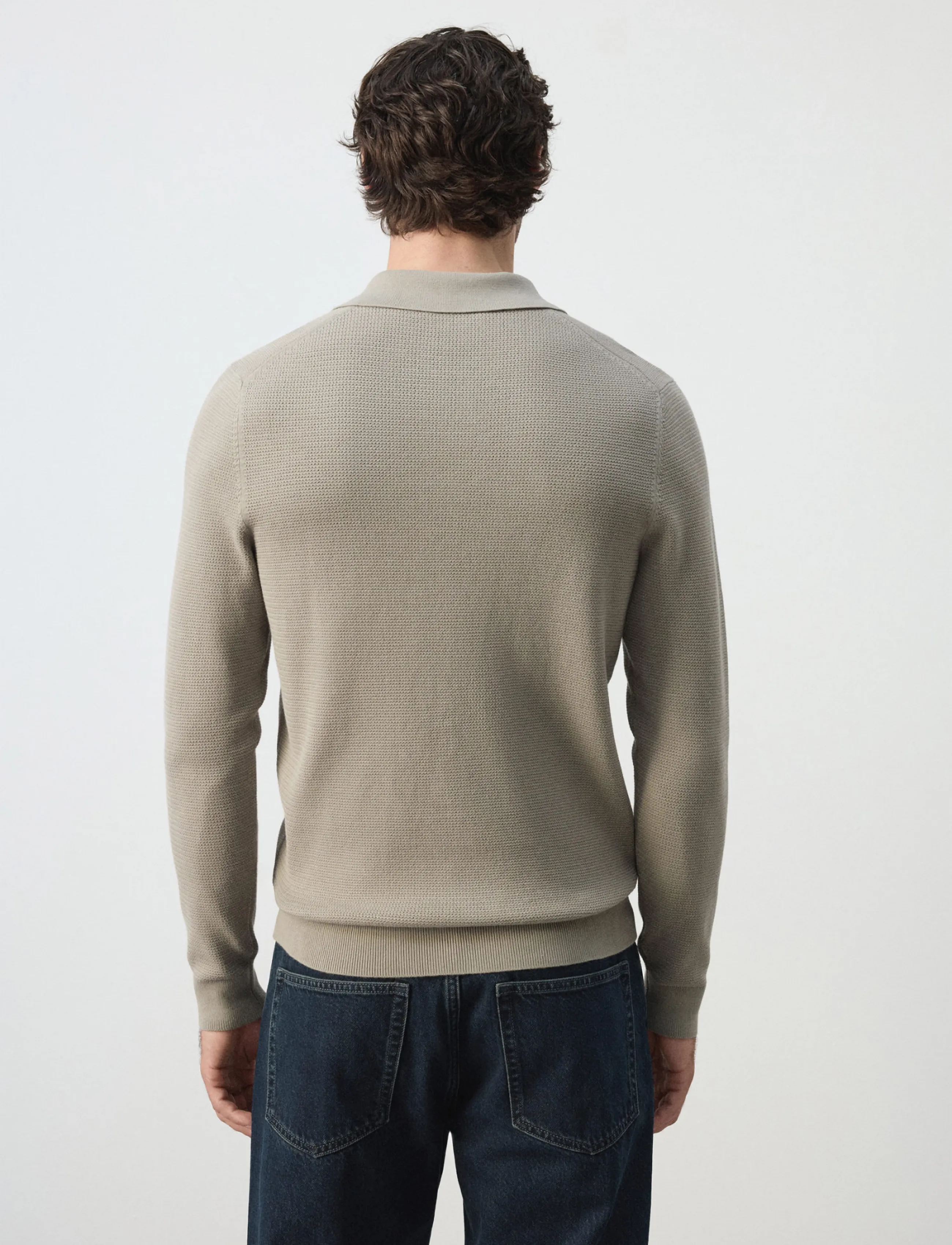 Mango - Fine knit cotton blend polo - poloer i strik med lange ærmer - medium grey - 2