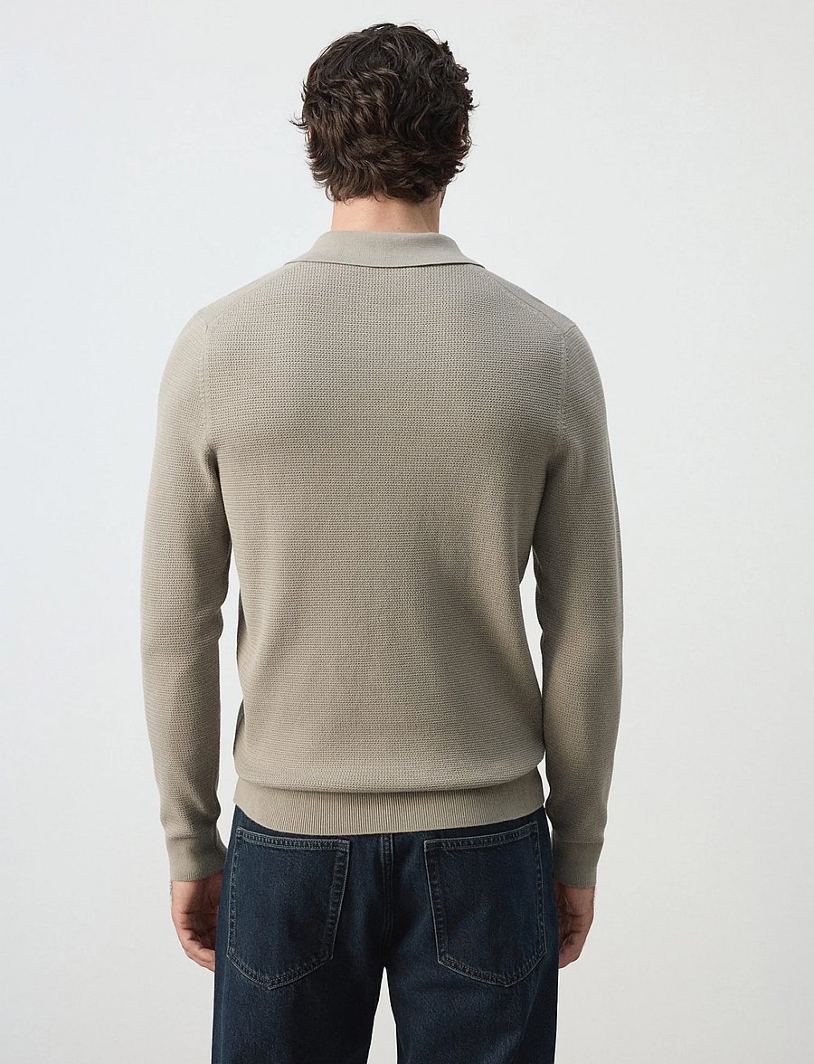 Mango - Fine knit cotton blend polo - poloer i strik med lange ærmer - medium grey - 2