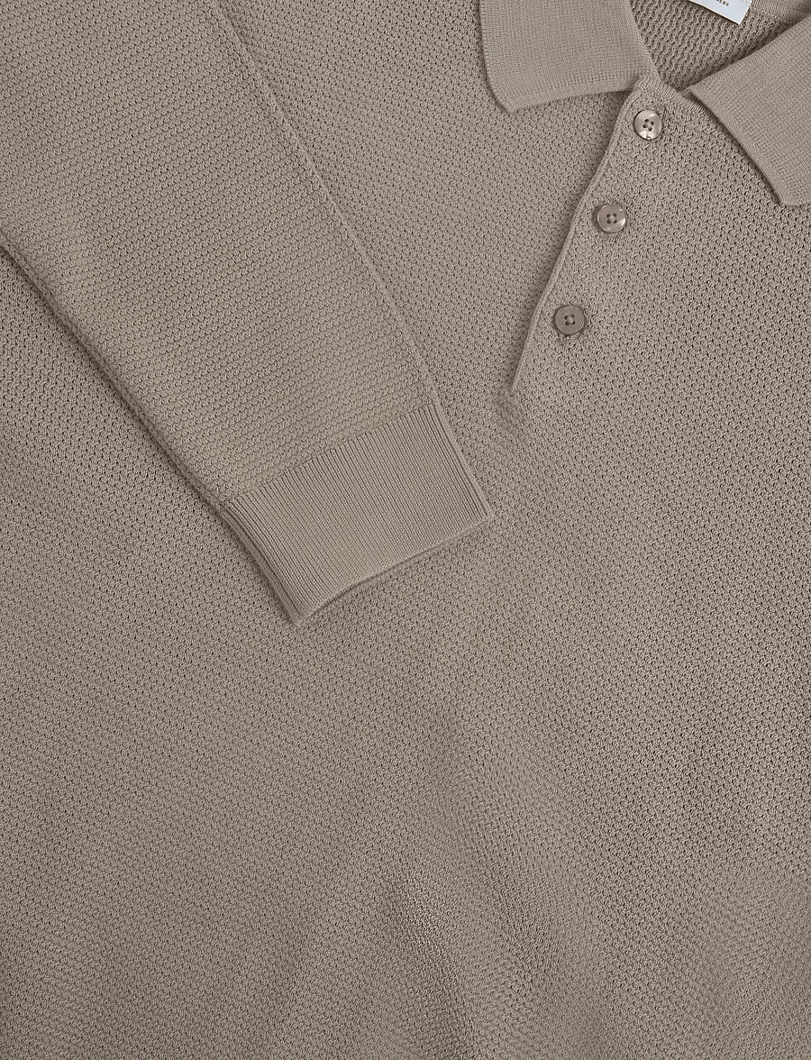 Mango - Fine-knit cotton-blend polo shirt - poloer i strik med lange ærmer - medium grey - 4