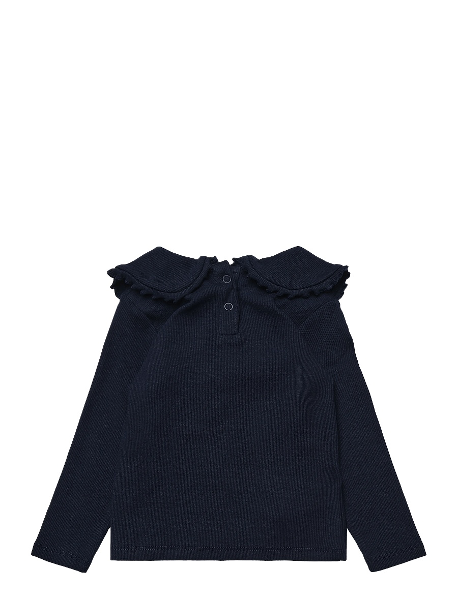 Mango - Cotton baby collar T-shirt - langærmede t-shirts - navy - 0