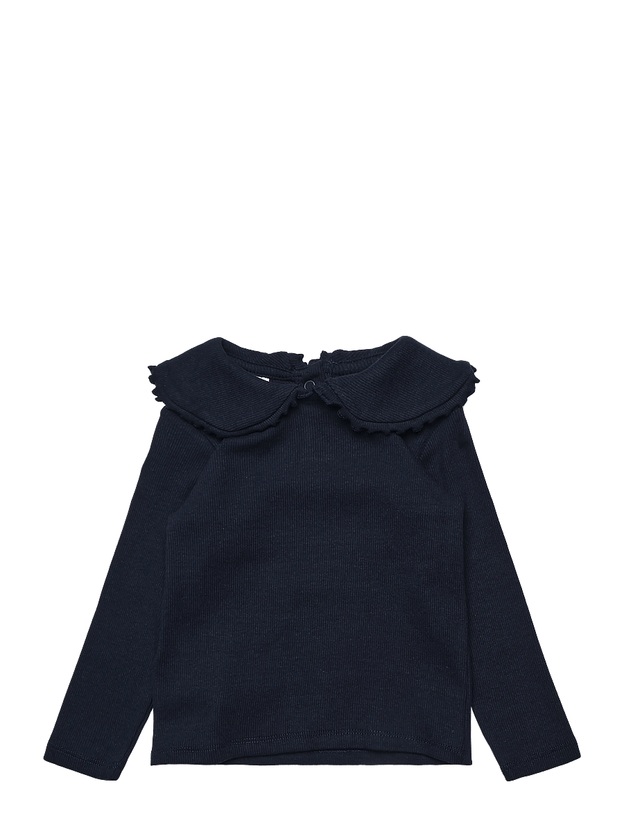 Mango - Cotton baby collar T-shirt - langærmede t-shirts - navy - 1