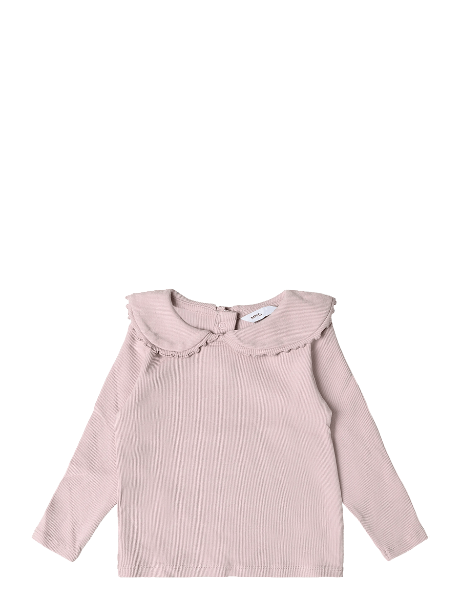 Mango - Cotton baby collar T-shirt - langærmede t-shirts - pink - 0