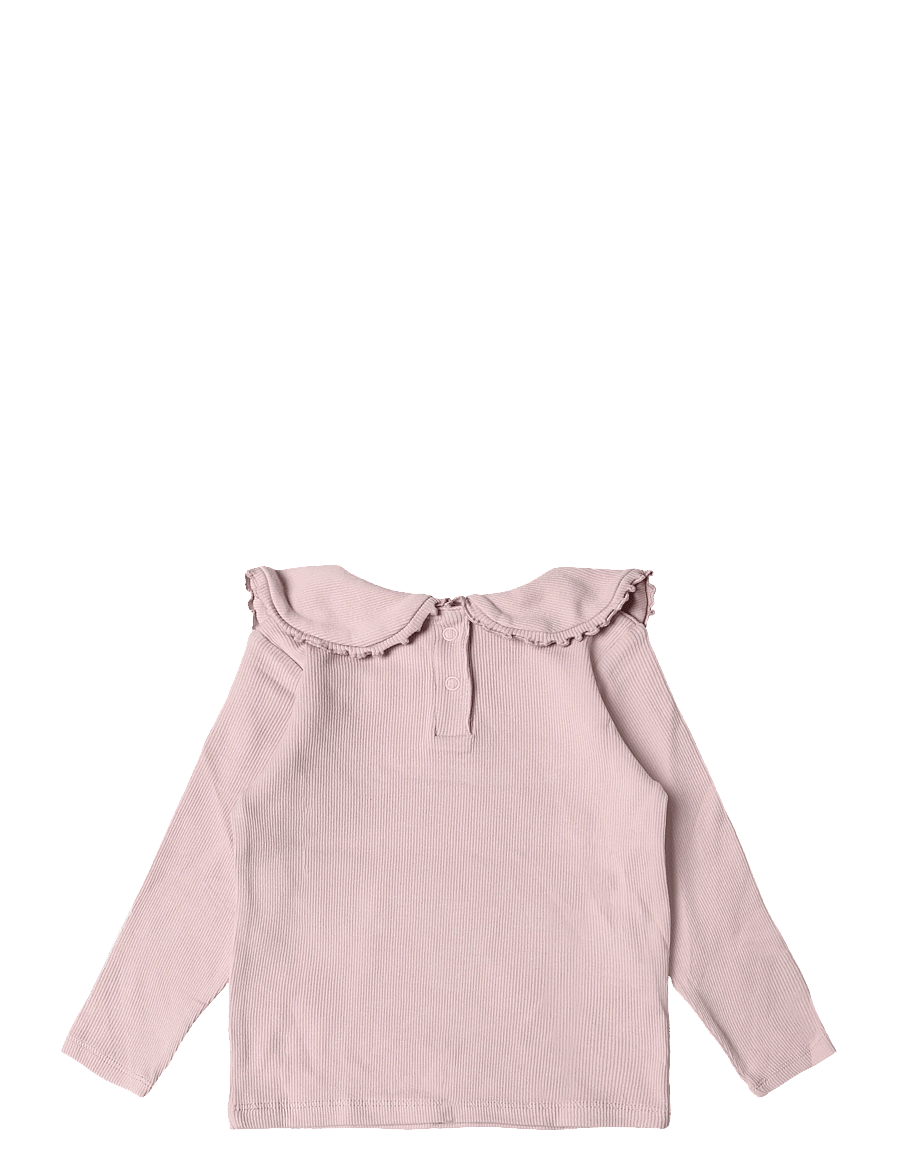 Mango - Cotton baby collar T-shirt - langærmede t-shirts - pink - 1
