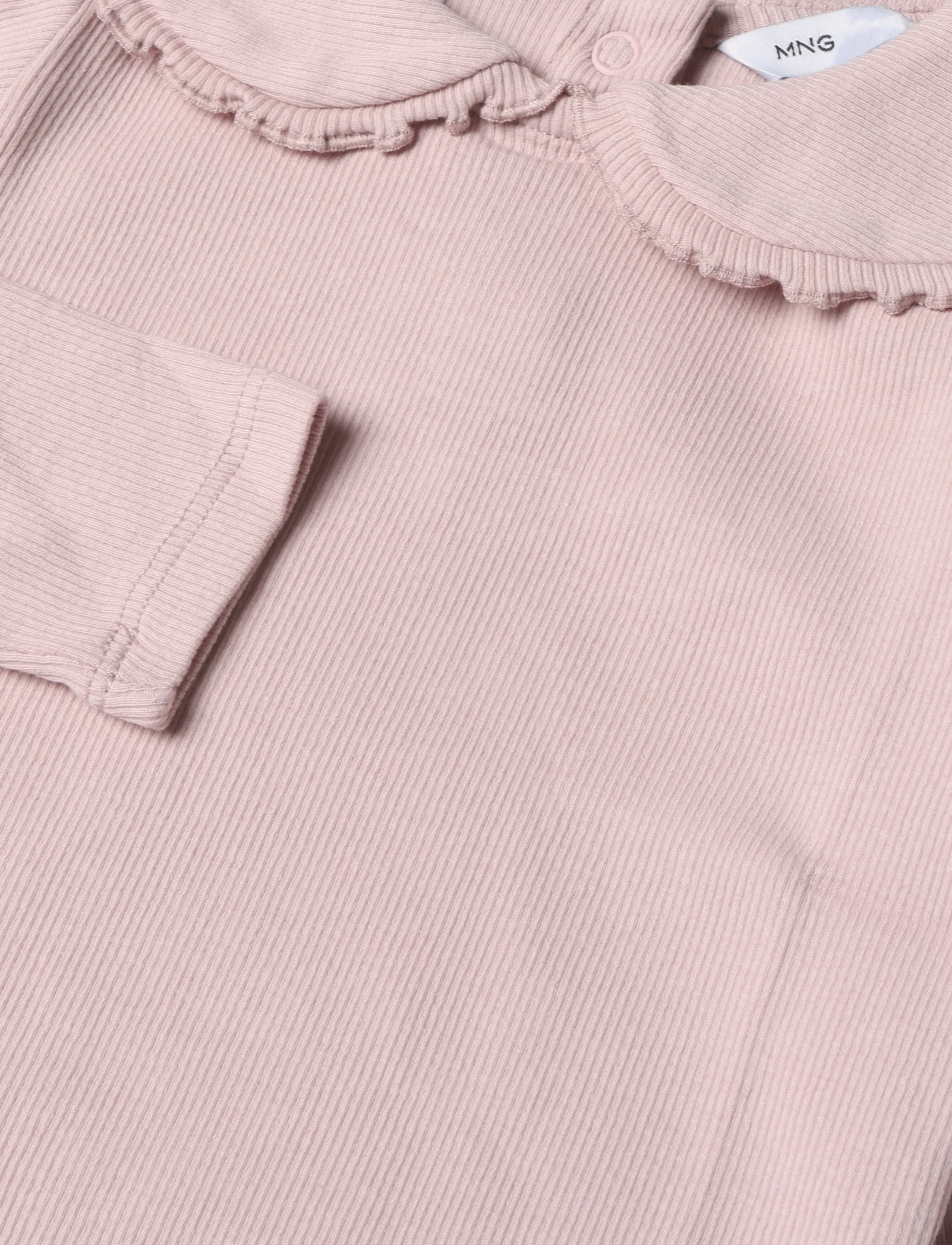 Mango - Cotton baby collar T-shirt - langærmede t-shirts - pink - 2