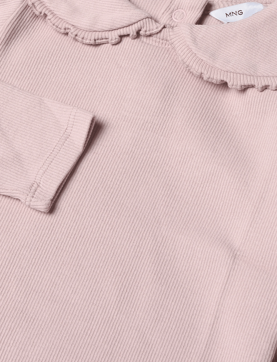 Mango - Cotton baby collar T-shirt - langærmede t-shirts - pink - 2