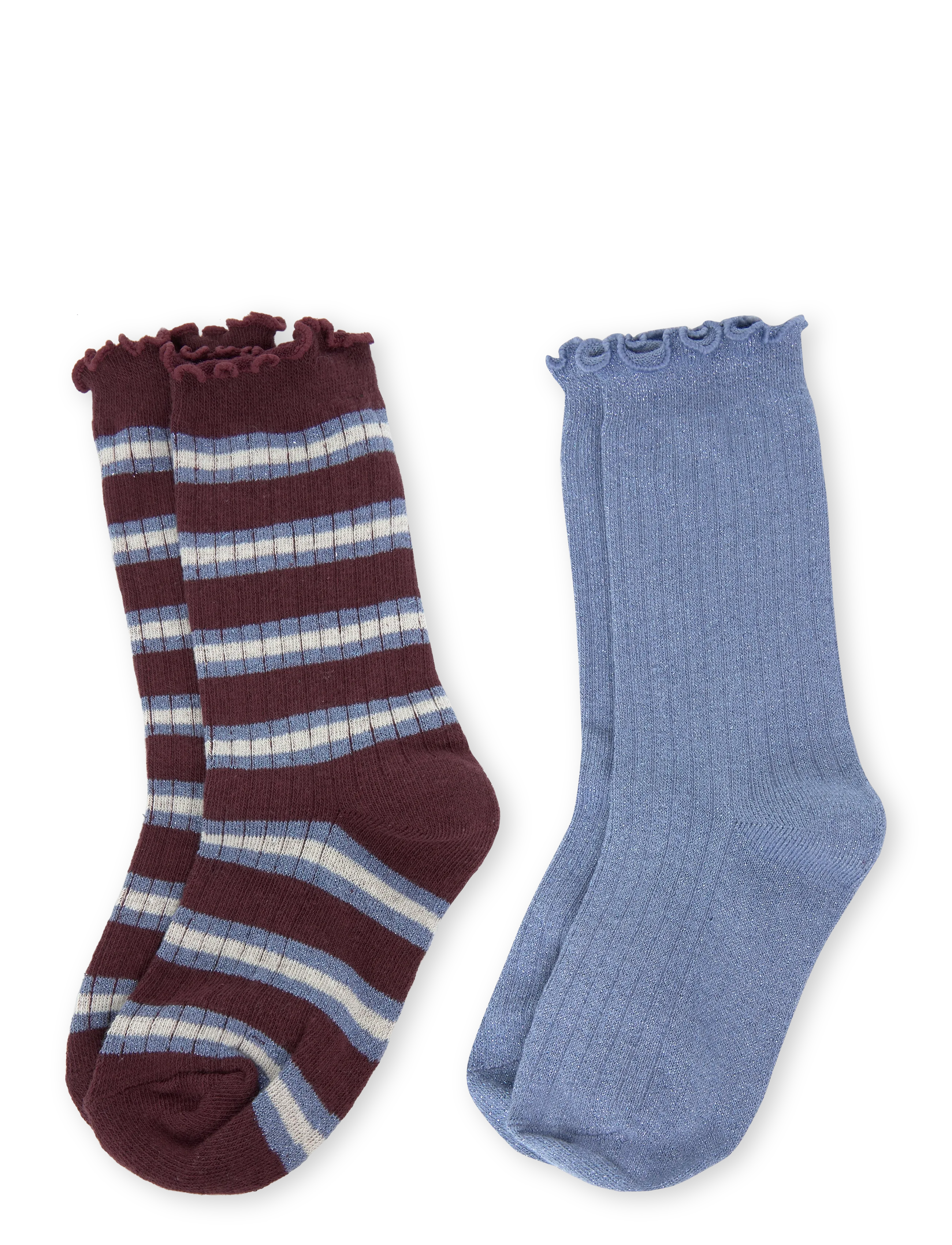 Mango Pack of 2 ribbed striped socks - Tøj - DARK RED / burgundy
