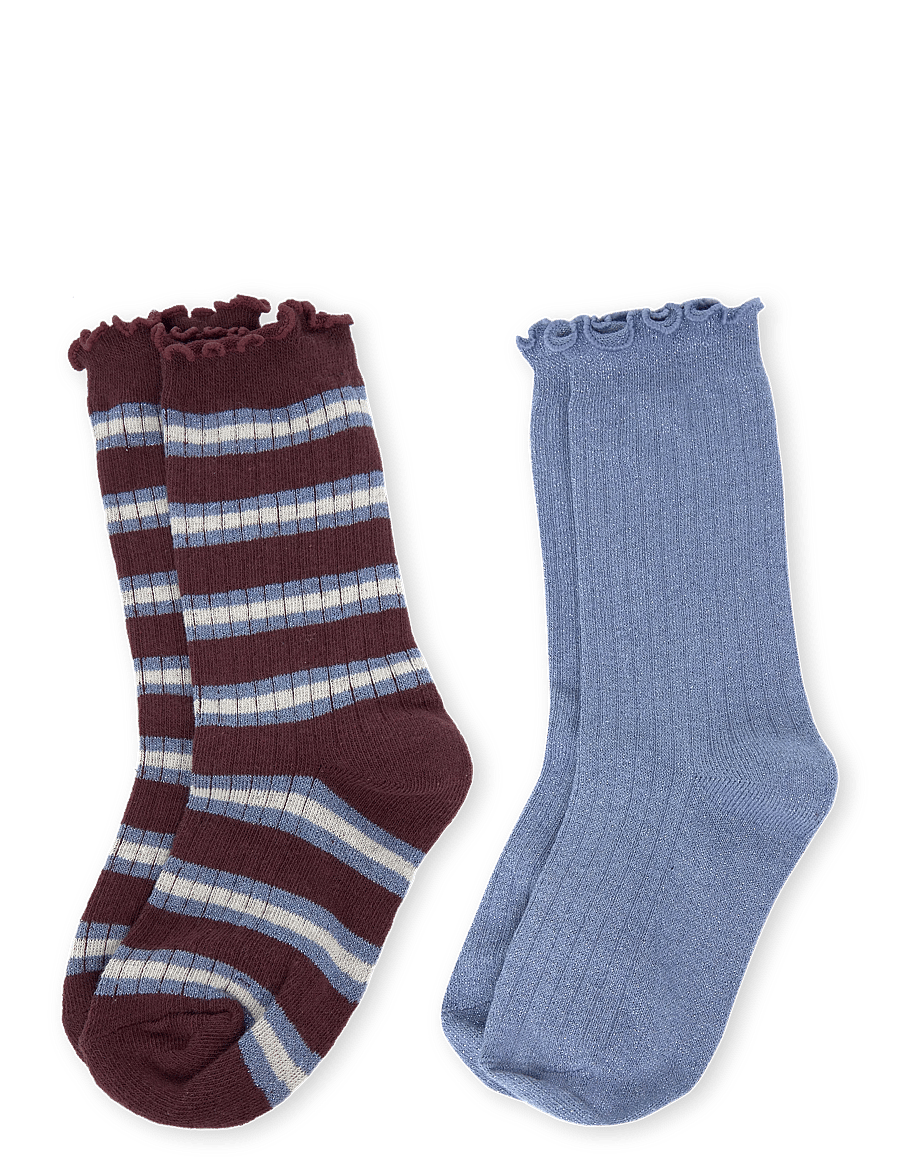 Mango - Pack of 2 ribbed striped socks - strømper - dark red - 0