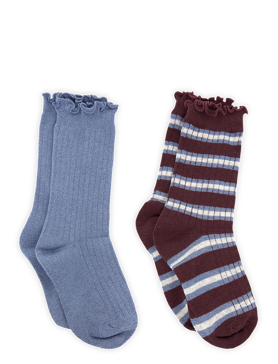 Mango - Pack of 2 ribbed striped socks - strømper - dark red - 1