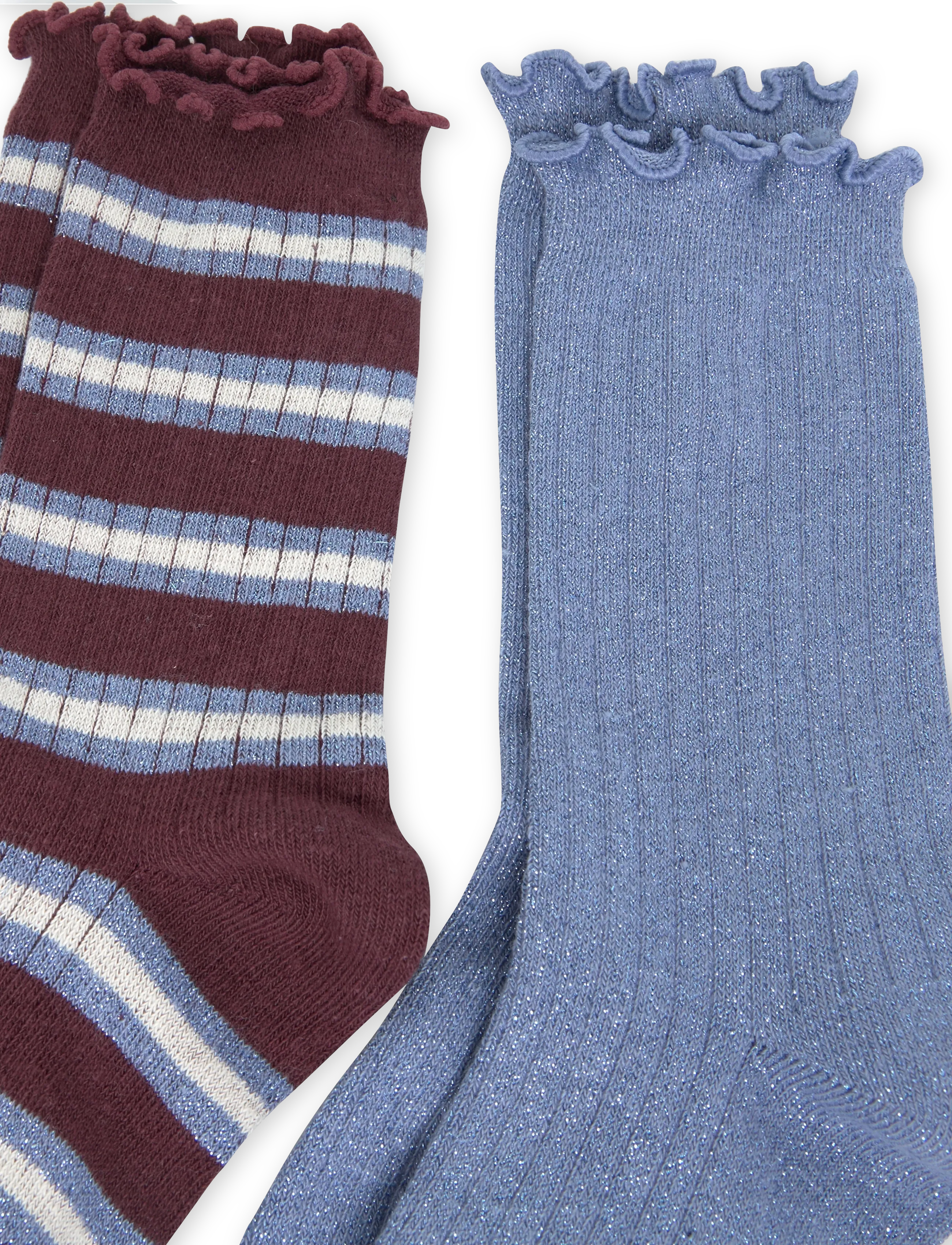 Mango - Pack of 2 ribbed striped socks - strømper - dark red - 2