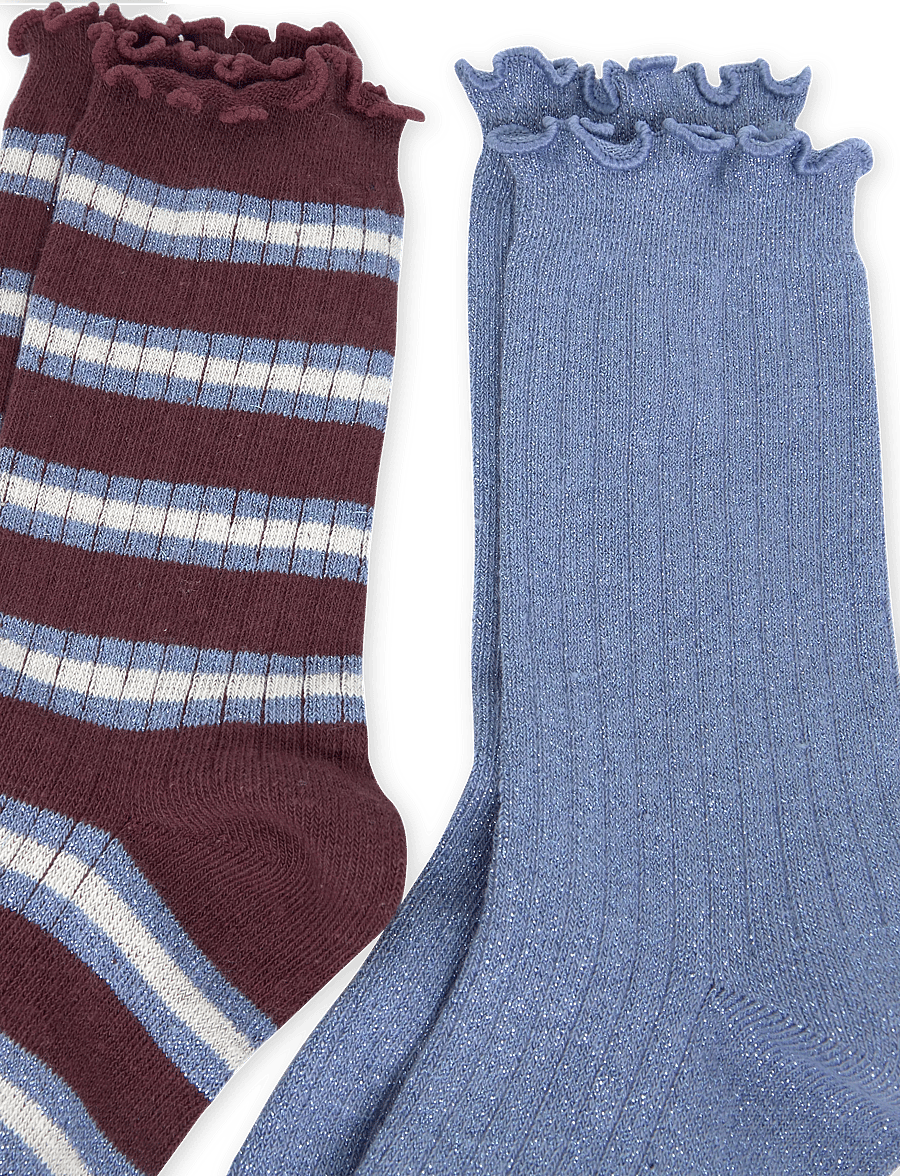 Mango - Pack of 2 ribbed striped socks - strømper - dark red - 2