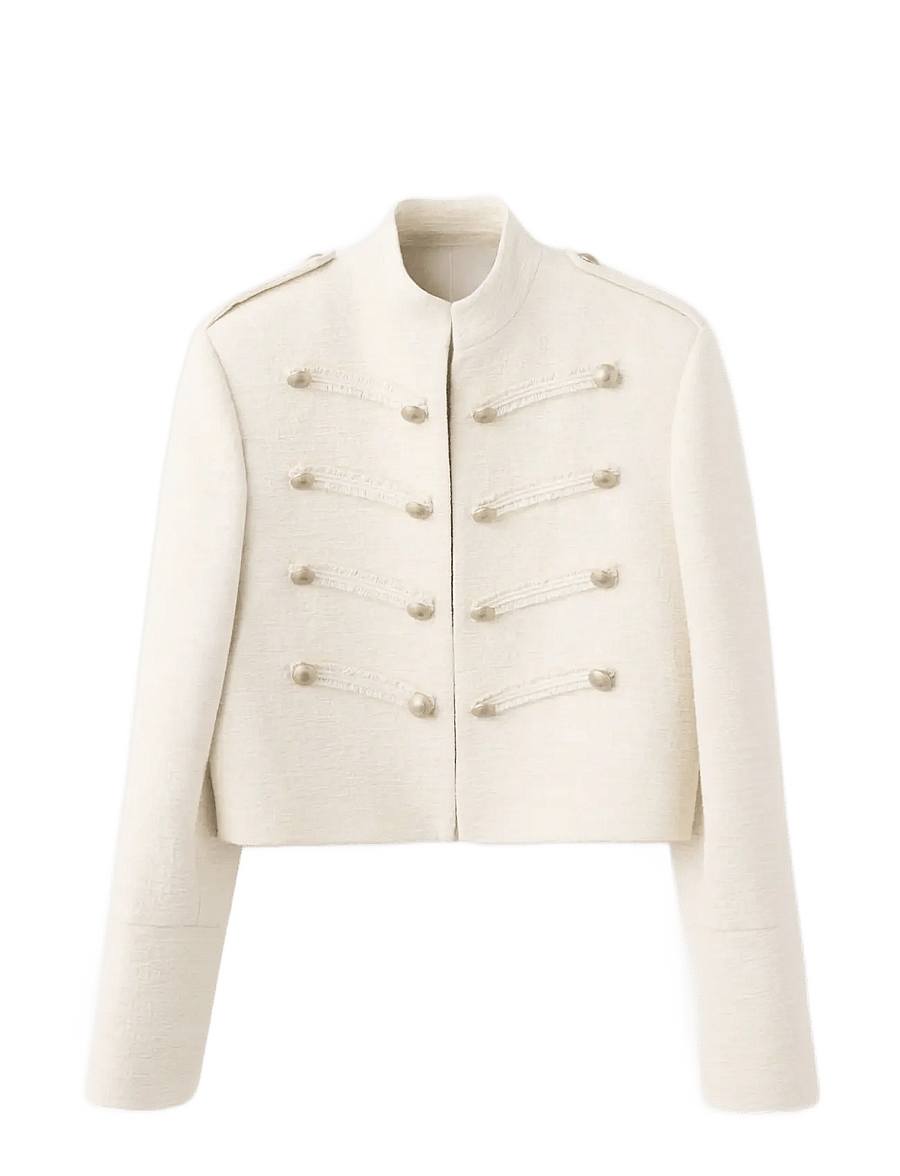 Mango - Tweed jacket with decorative frogging closures - forårsjakker - light beige - 1