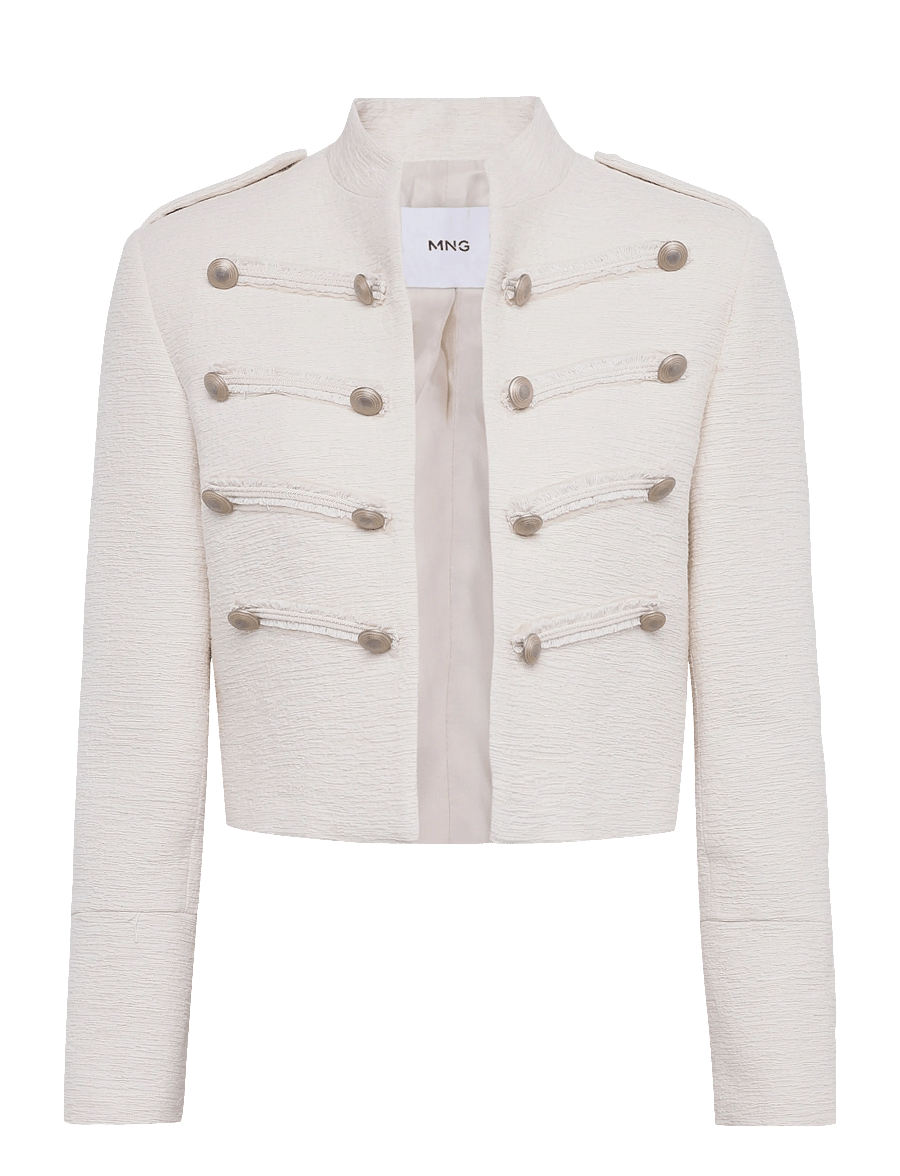Mango - Tweed jacket with jewel buttons - lette jakker - light beige - 1