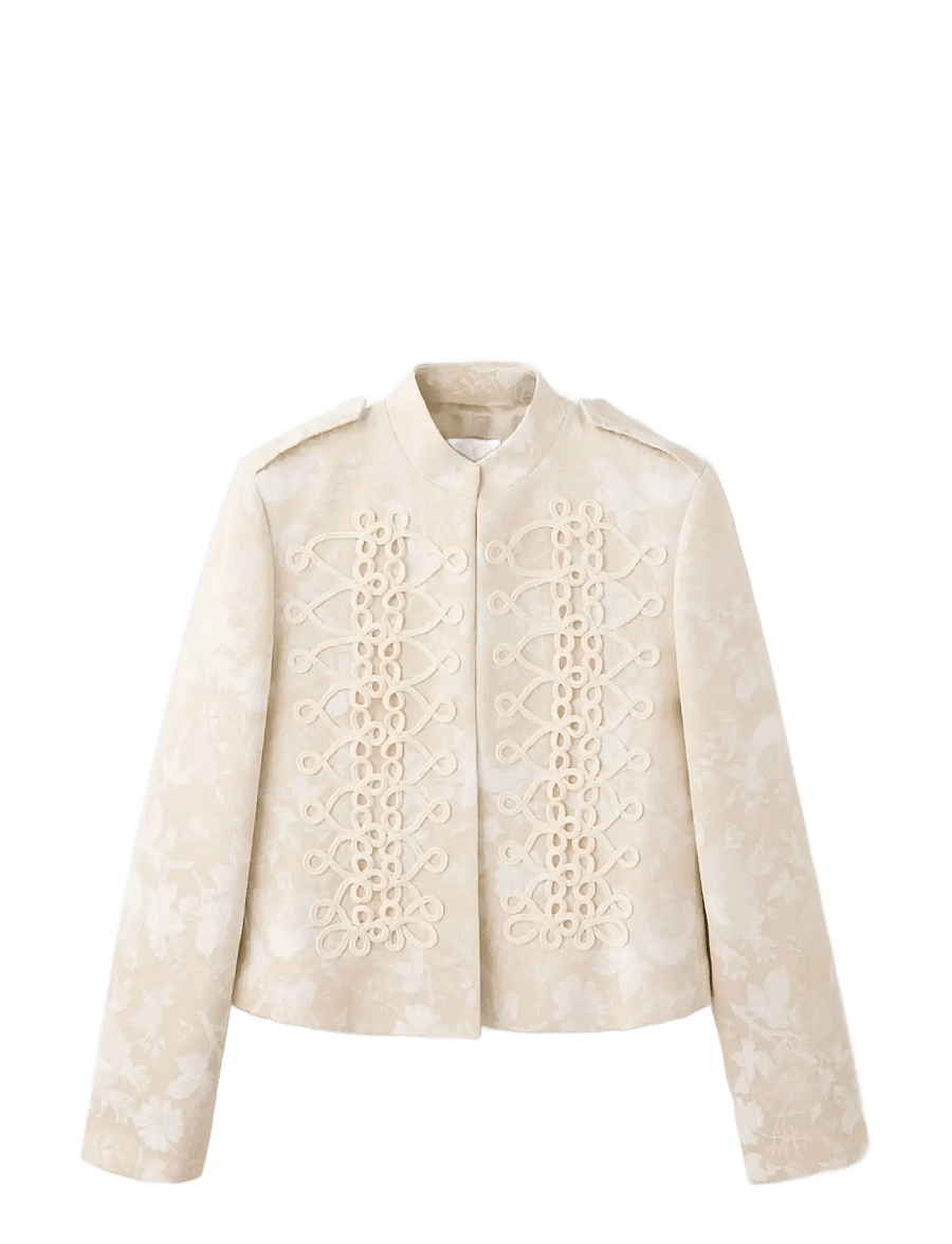 Mango - Jacquard jacket with frogging detail - lette jakker - light beige - 0