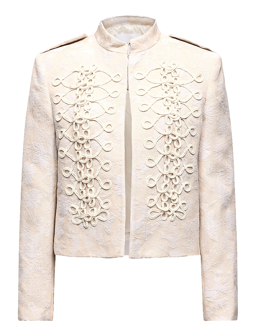 Mango - Jacquard jacket with frogging detail - lette jakker - light beige - 0
