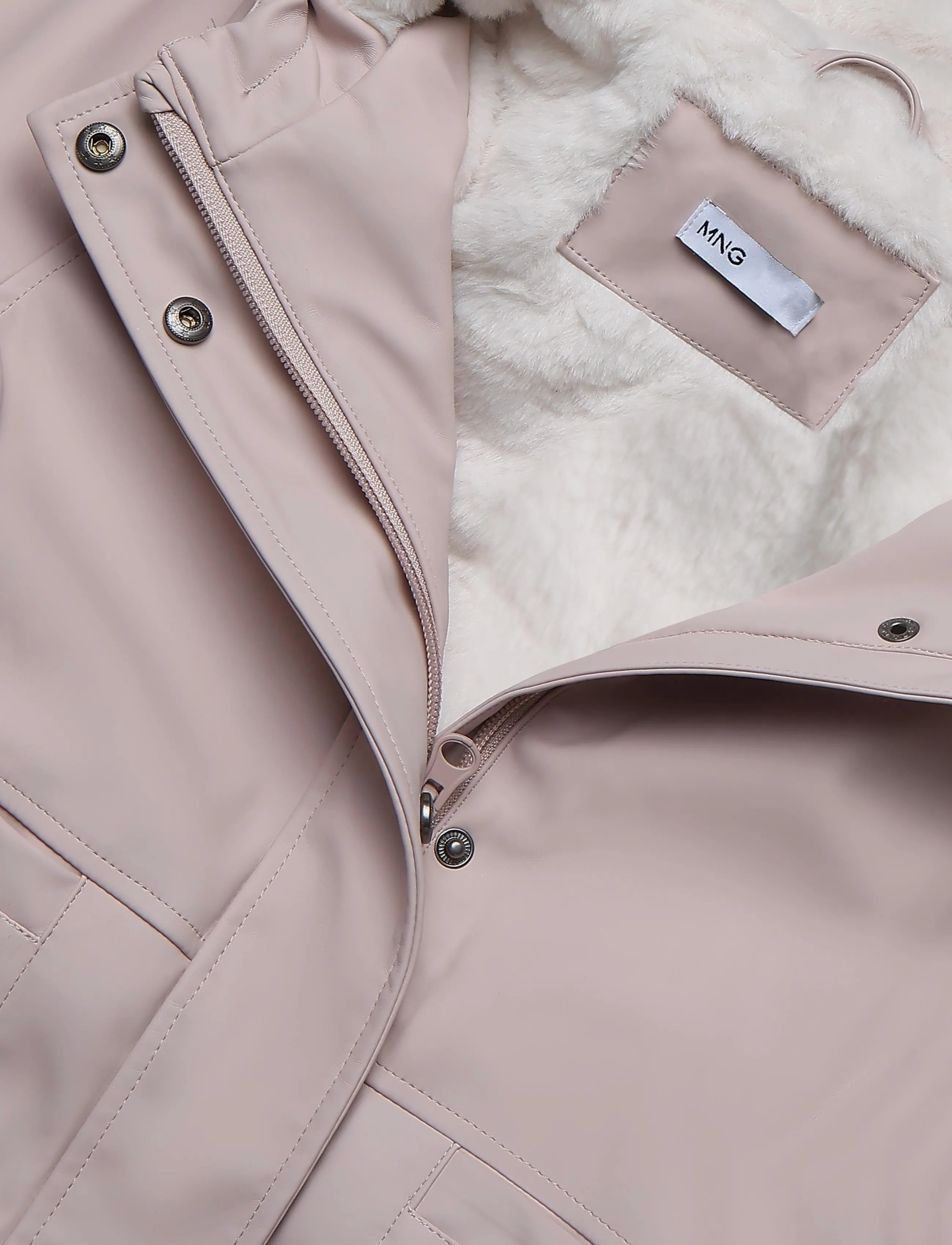 Mango - Rubberised jacket with hood - regnjackor - pink - 2