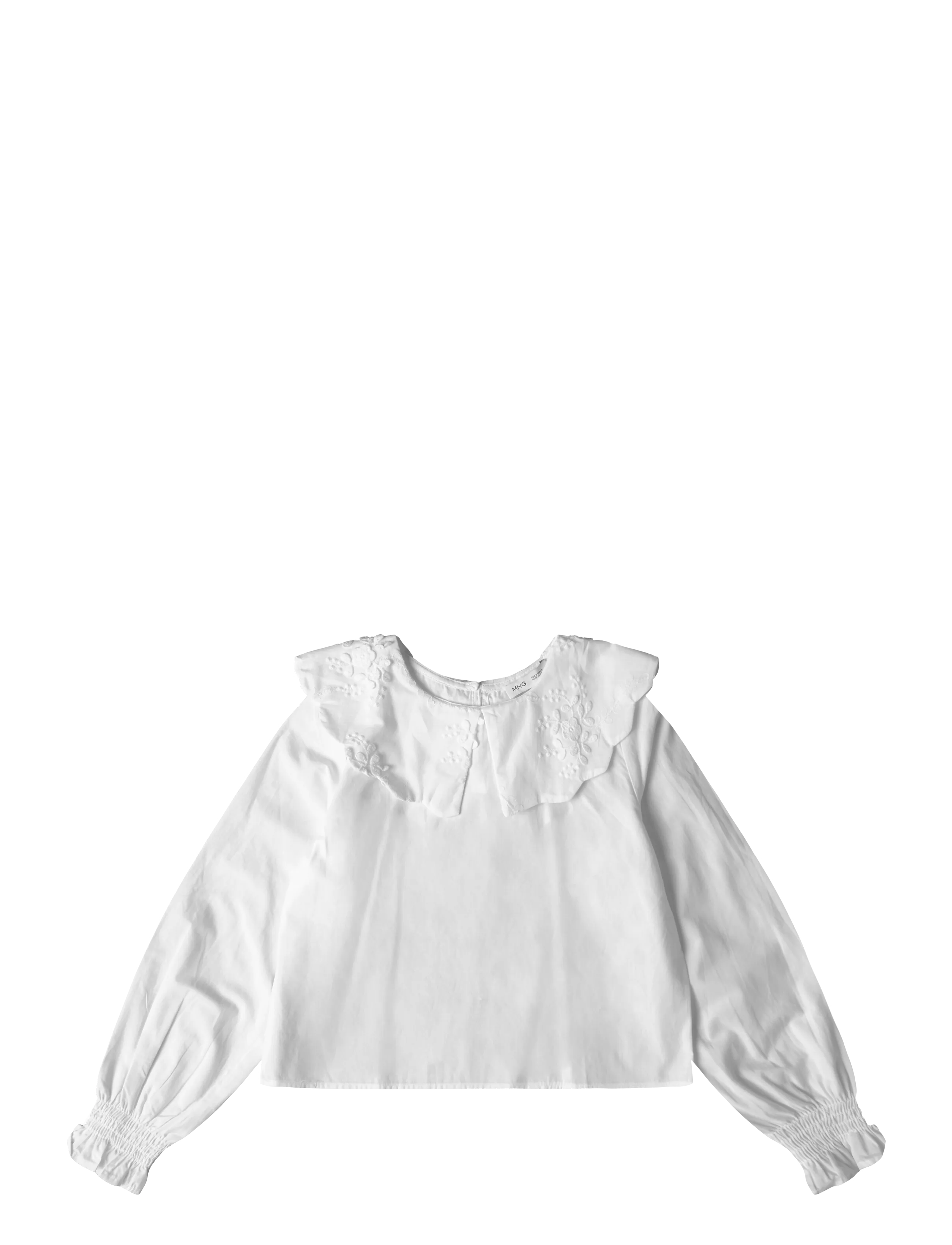 Mango Embroidered babydoll-collar shirt - Tøj - WHITE / white