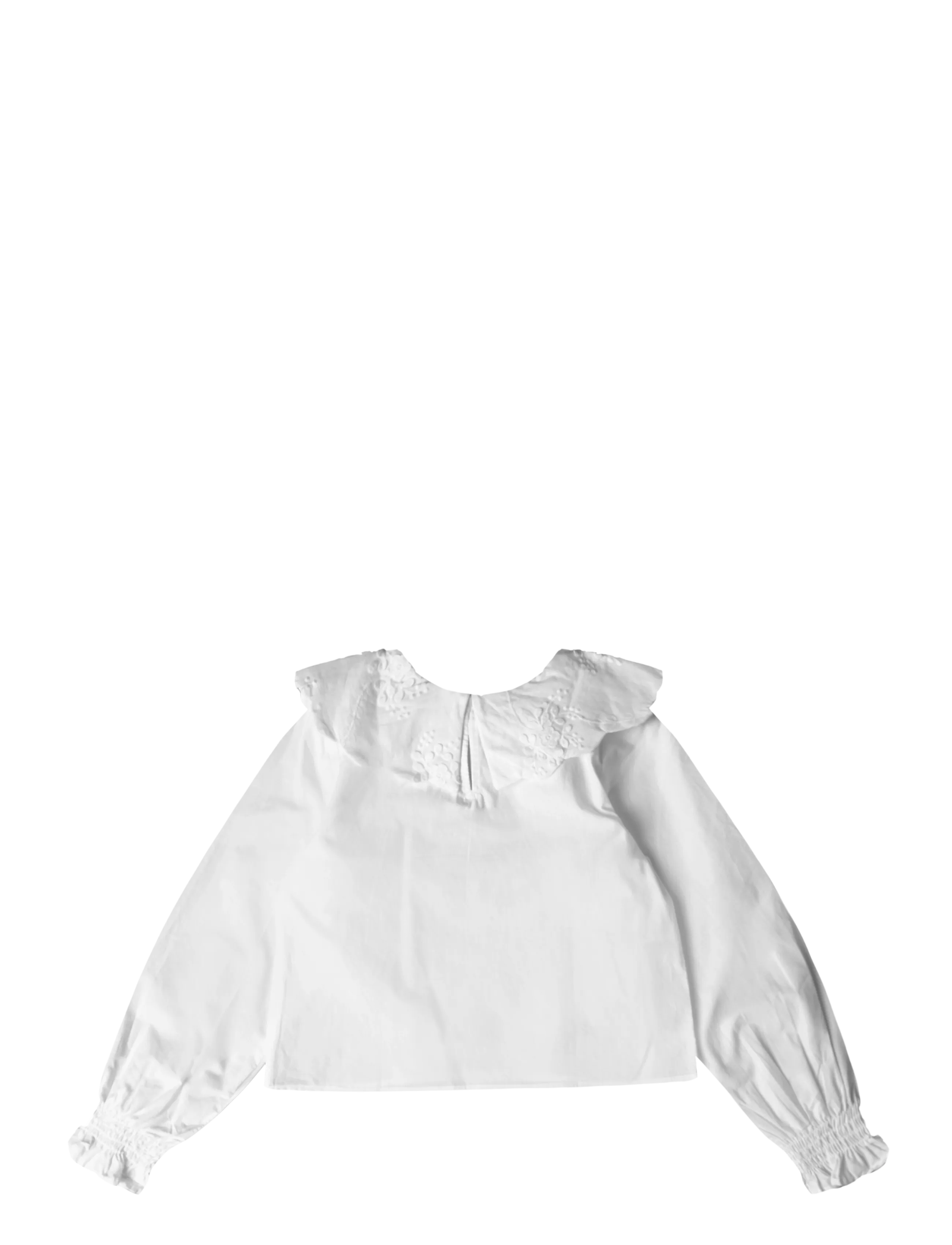 Mango - Embroidered babydoll-collar shirt - langærmede skjorter - white - 1