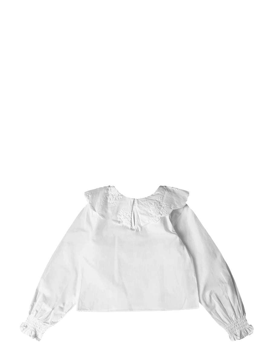 Mango - Embroidered babydoll-collar shirt - langærmede skjorter - white - 1