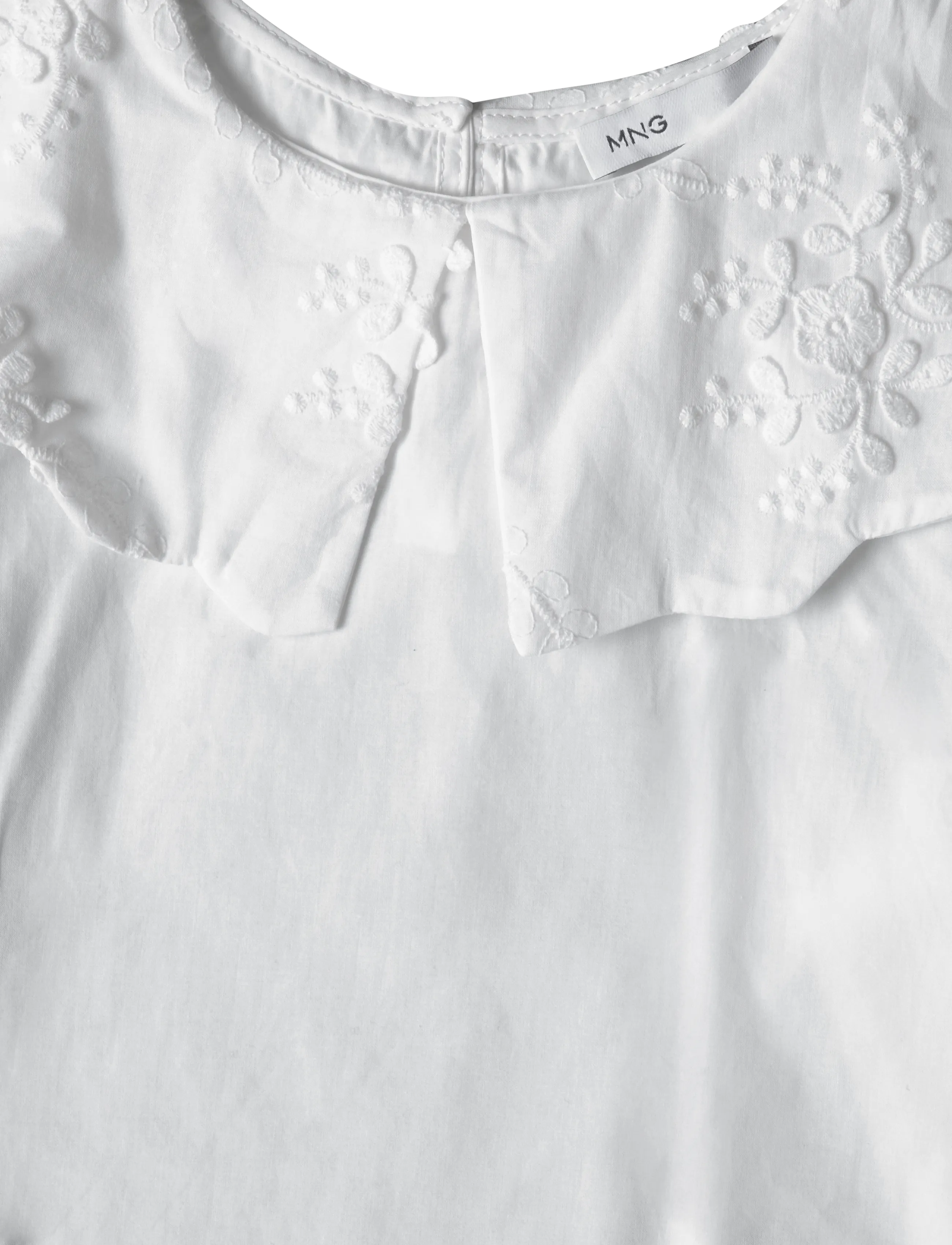 Mango - Embroidered babydoll-collar shirt - langærmede skjorter - white - 2