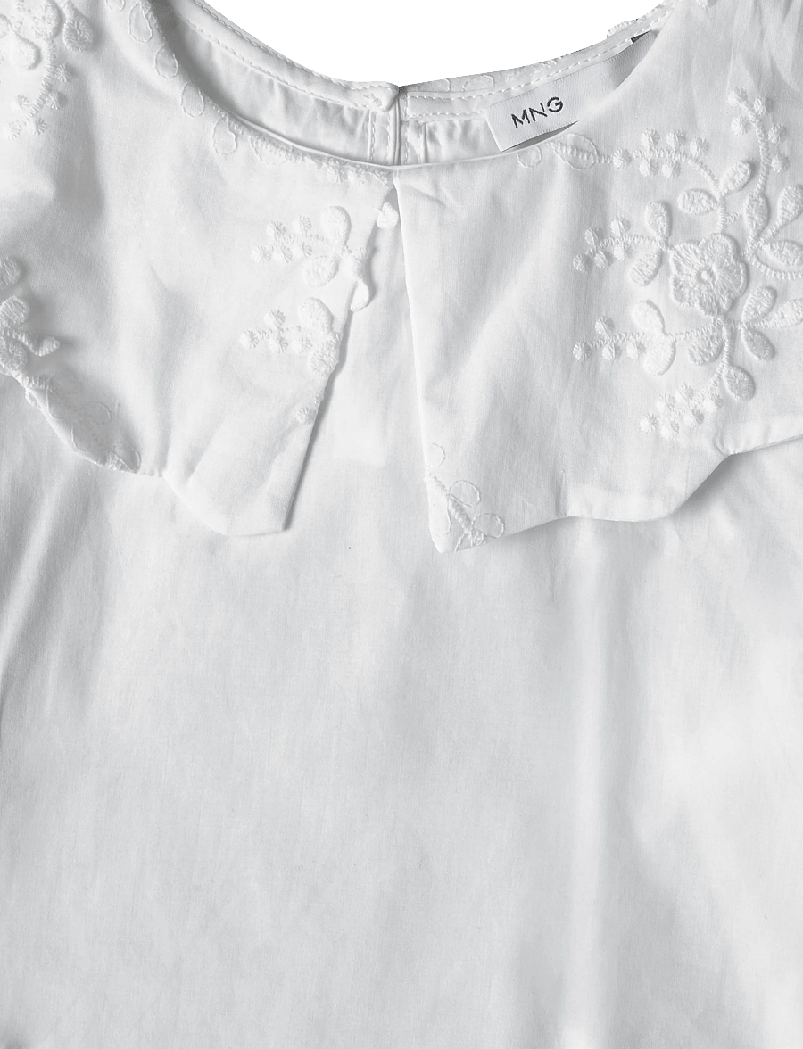 Mango - Embroidered babydoll-collar shirt - langærmede skjorter - white - 2