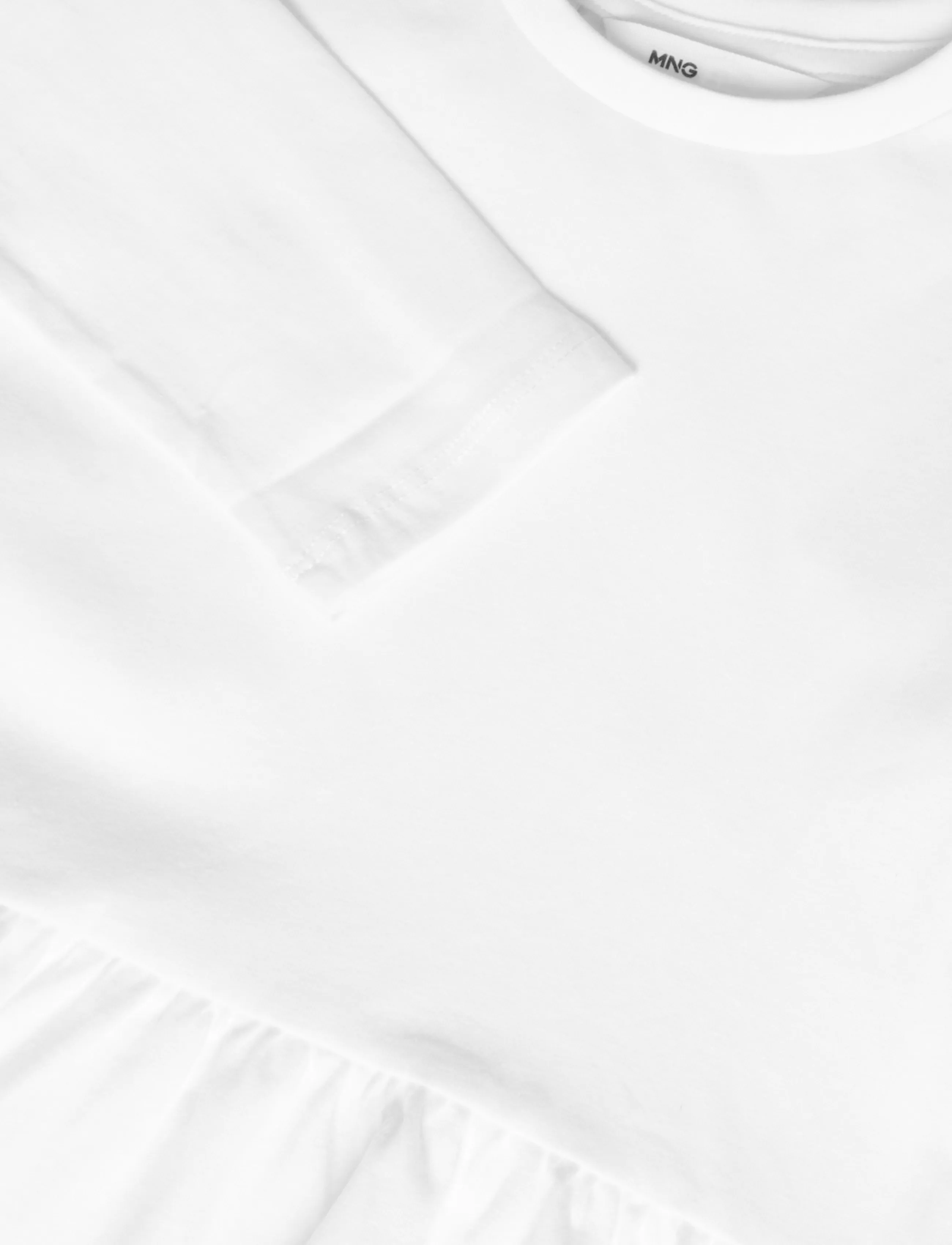 Mango - Ruffle cotton T-shirt - långärmade t-shirts - natural white - 2