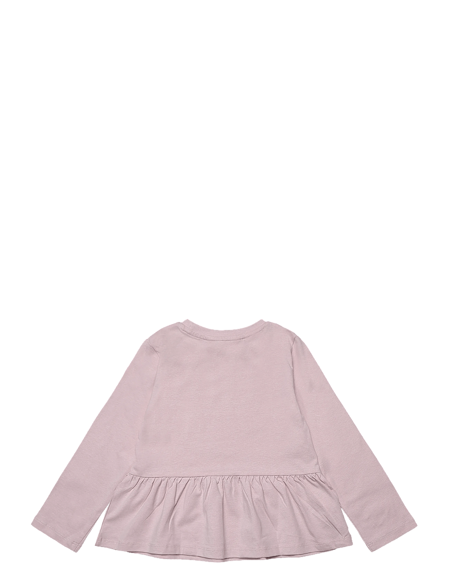 Mango - Ruffle cotton T-shirt - långärmade t-shirts - pink - 1
