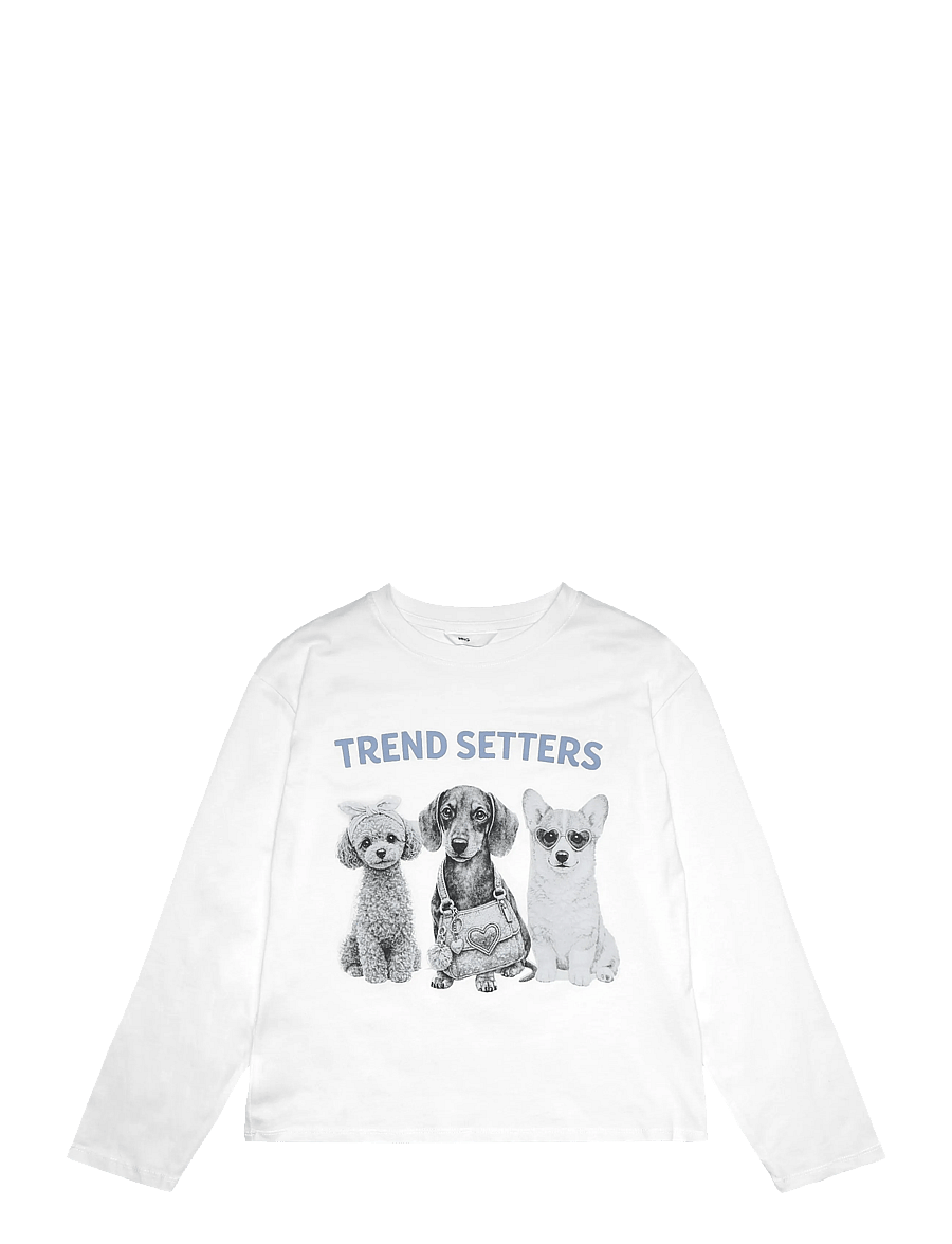 Mango - Printed detail T-shirt - langærmede t-shirts - natural white - 0